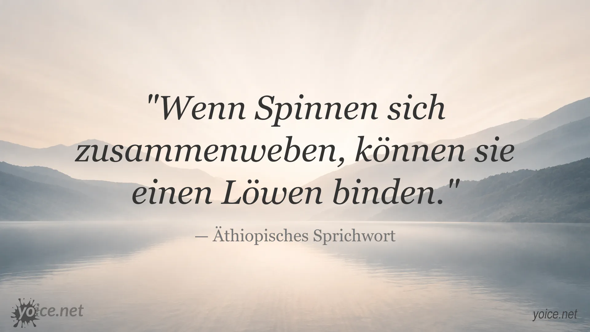 Äthiopisches Sprichwort über die Kraft der Zusammenarbeit von gemeinsamen Spinnennetzen