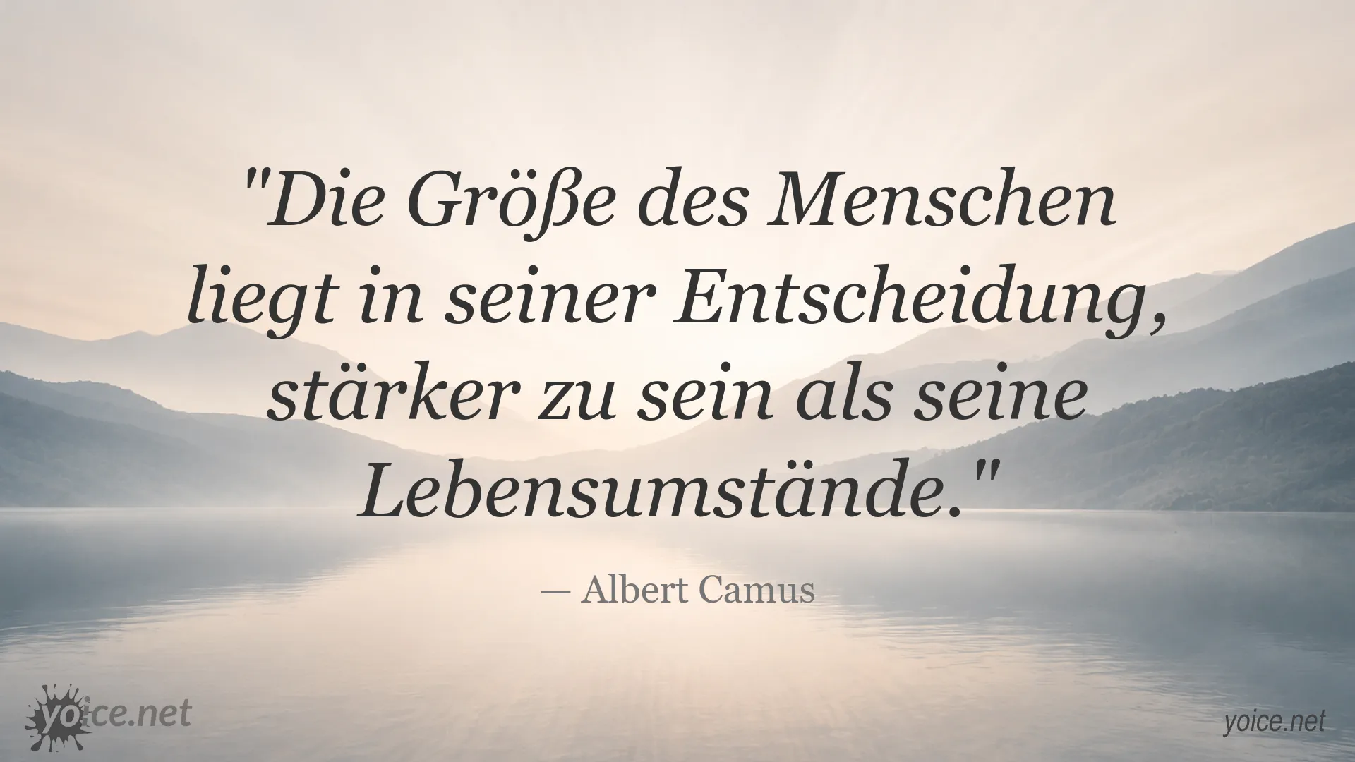 Zitatbild von Albert Camus über die Stärke des Menschen gegenüber seinen Lebensumständen