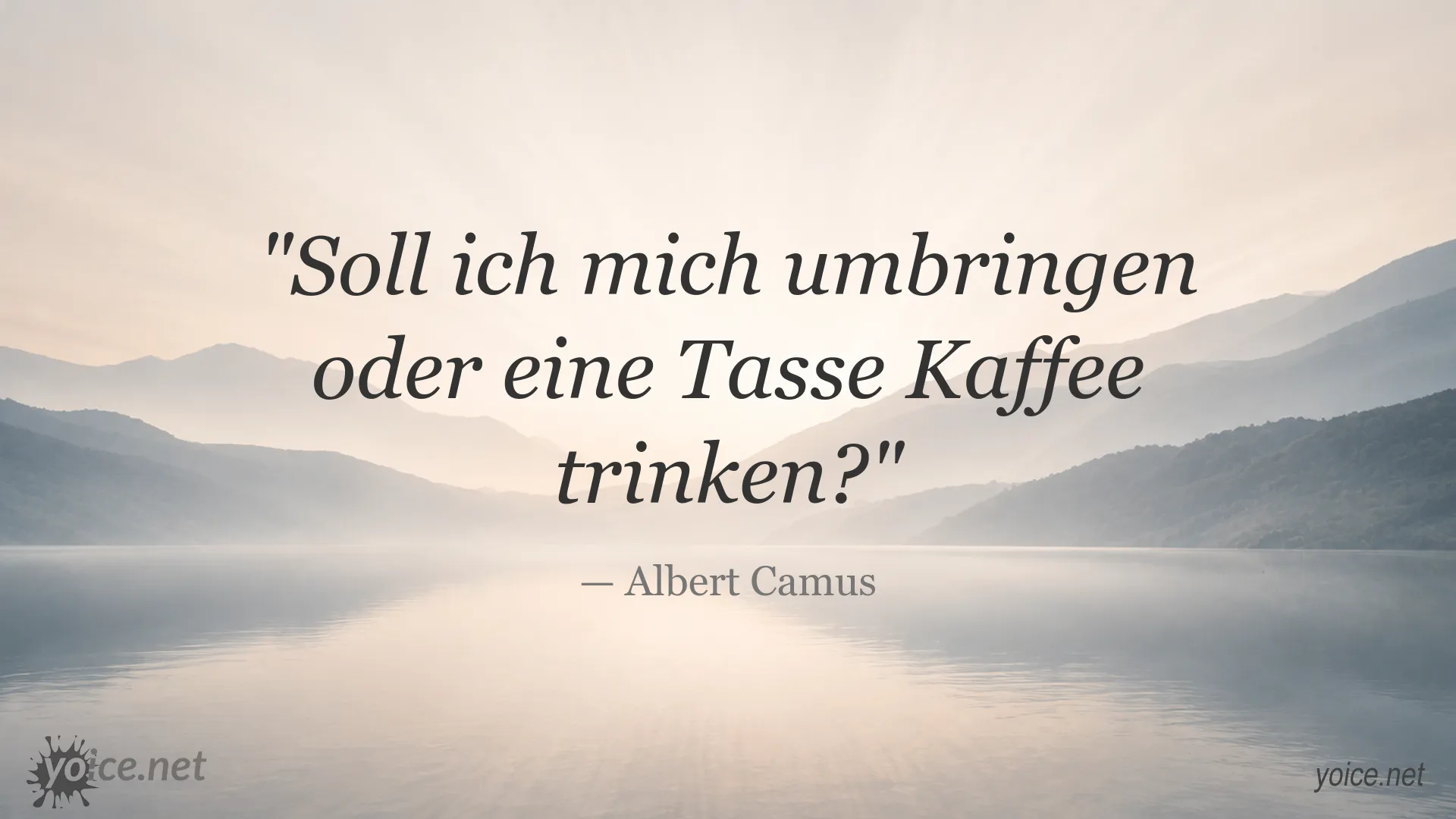 Zitatgrafik von Albert Camus mit einer Tasse Kaffee