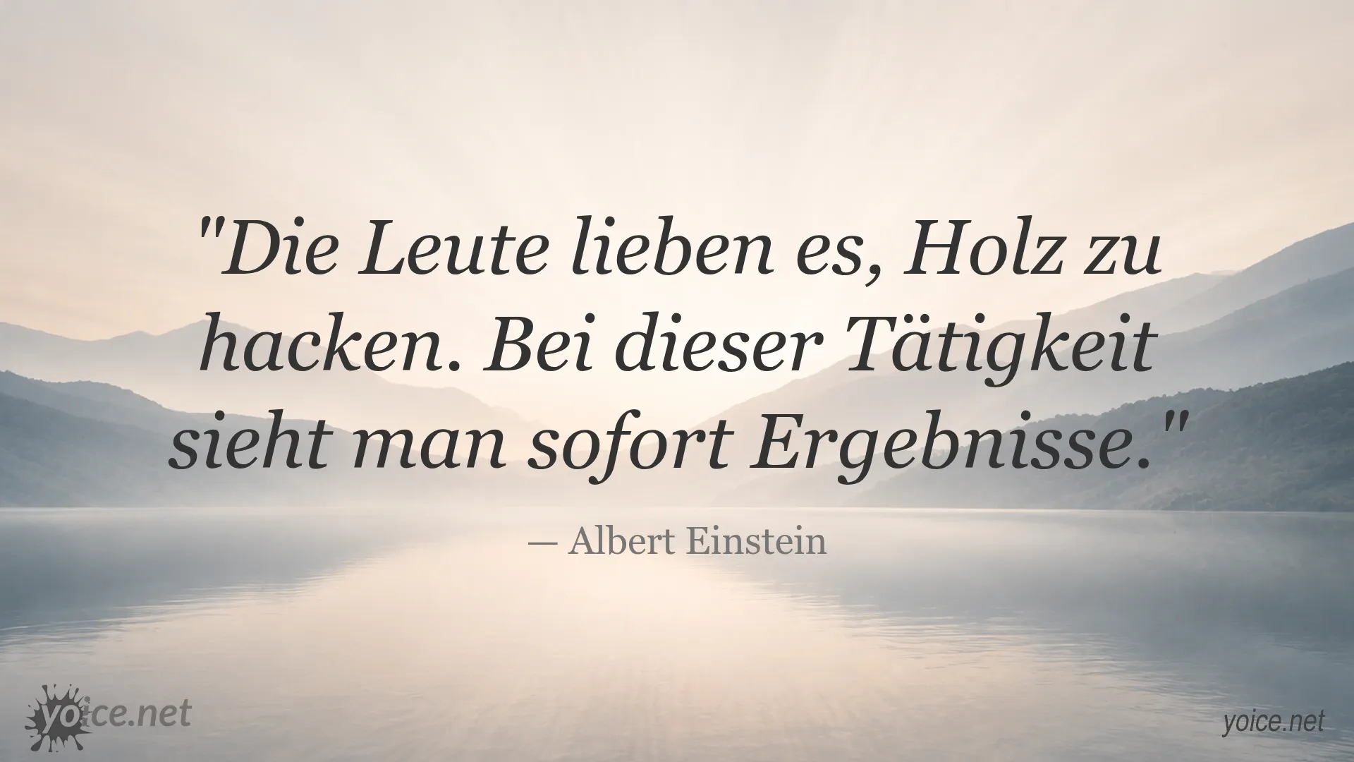 Albert Einstein Zitat über das Hacken von Holz und sofortige Ergebnisse