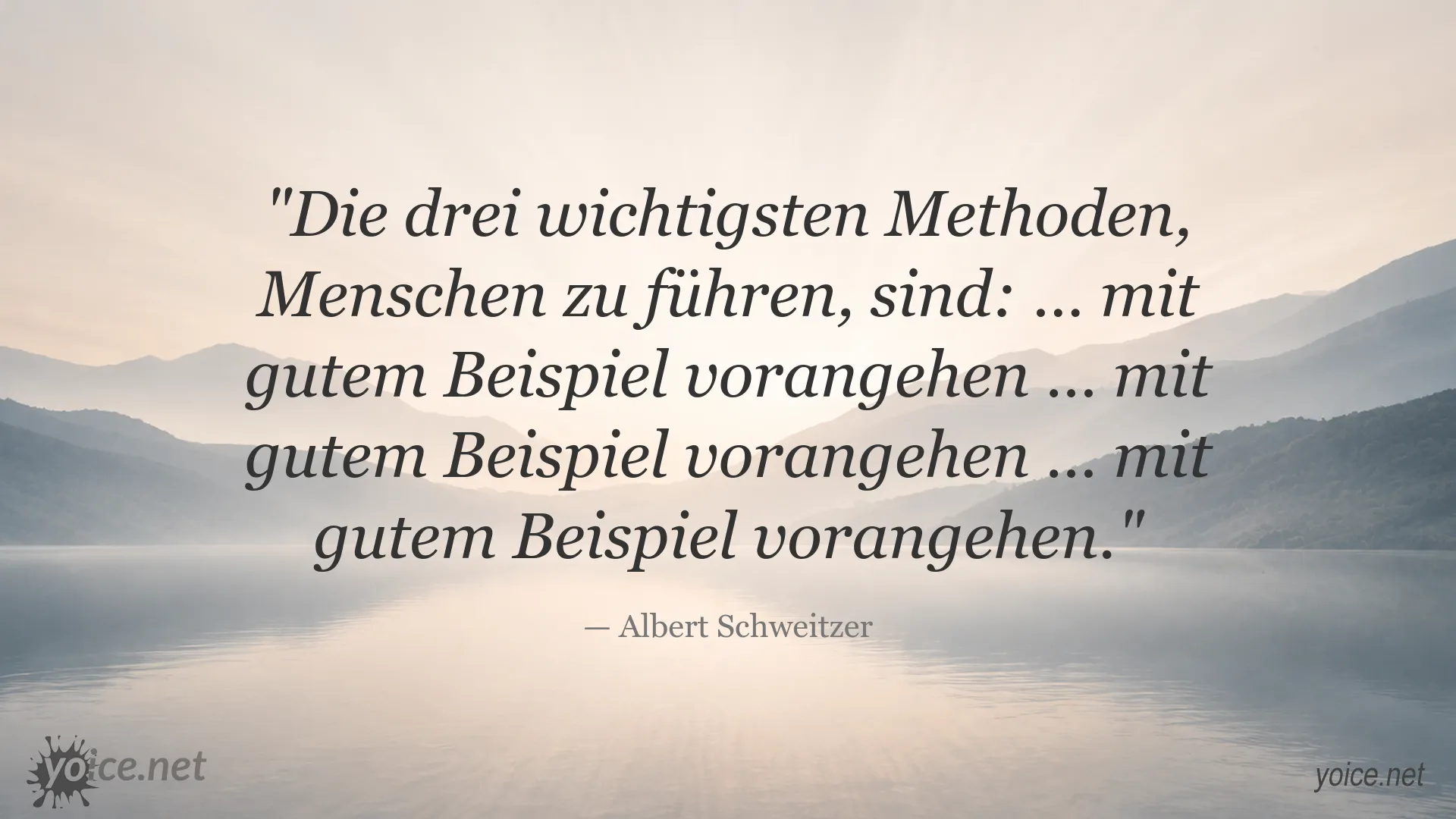 Zitatbild von Albert Schweitzer über Führung durch gutes Beispiel