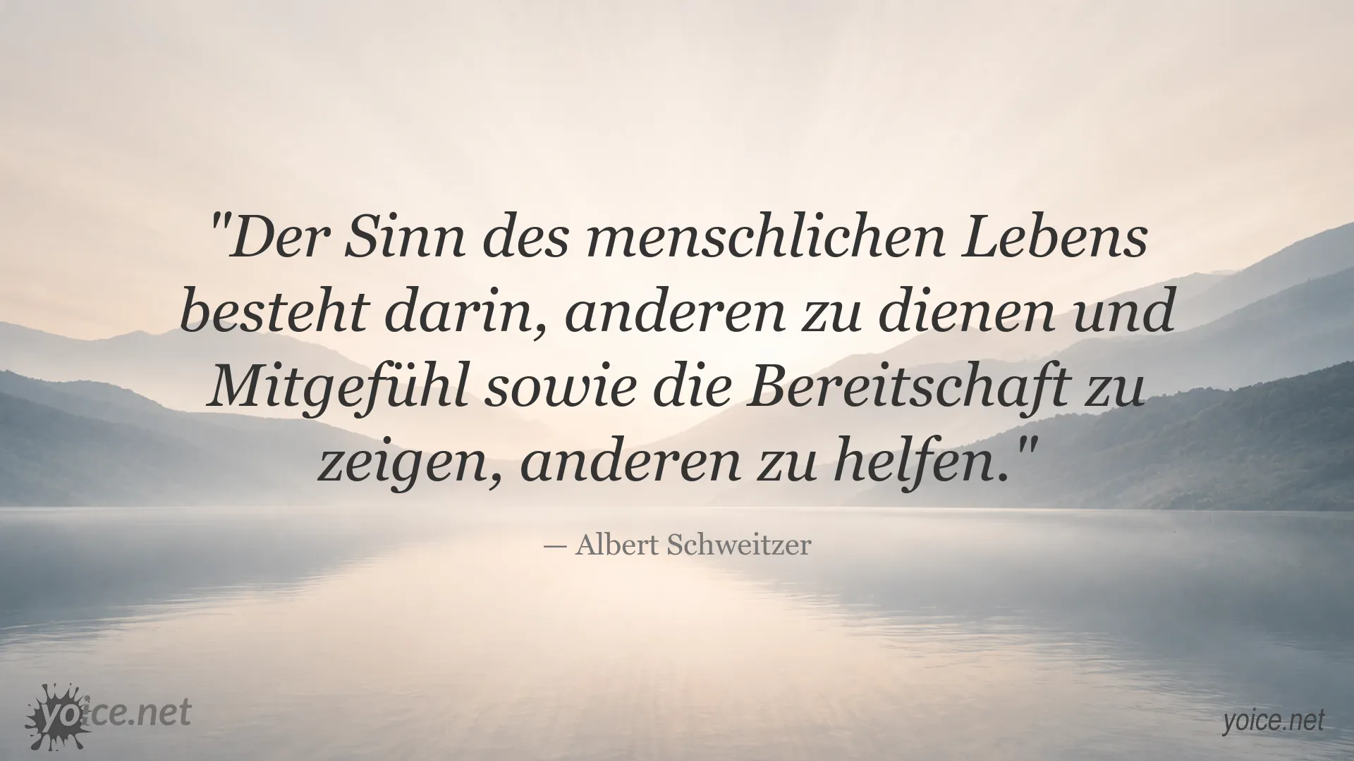 Zitatbild von Albert Schweitzer über den Sinn des menschlichen Lebens und die Hilfe für andere
