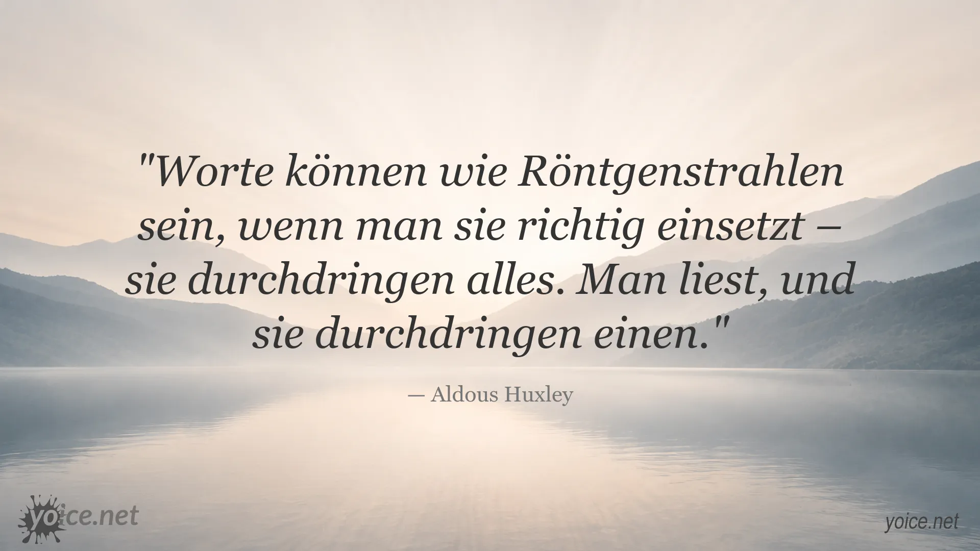 Zitatgrafik von Aldous Huxley über die Wirkung von Worten