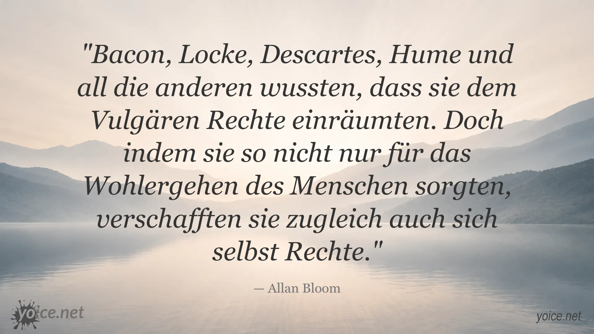 Zitatbild von Allan Bloom über Rechte und Vernunft