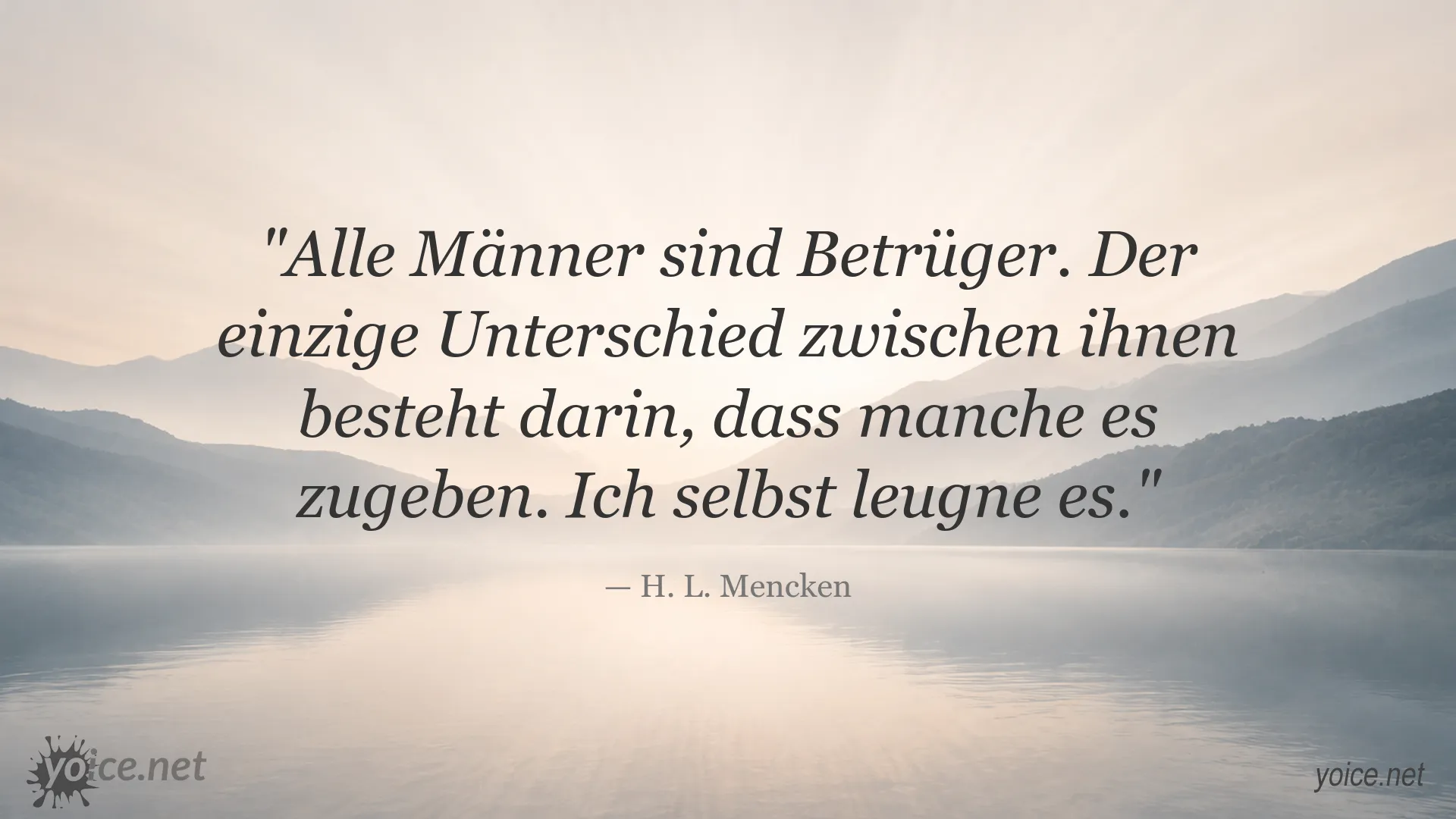 Zitatbild von H. L. Mencken über Männer und Betrug