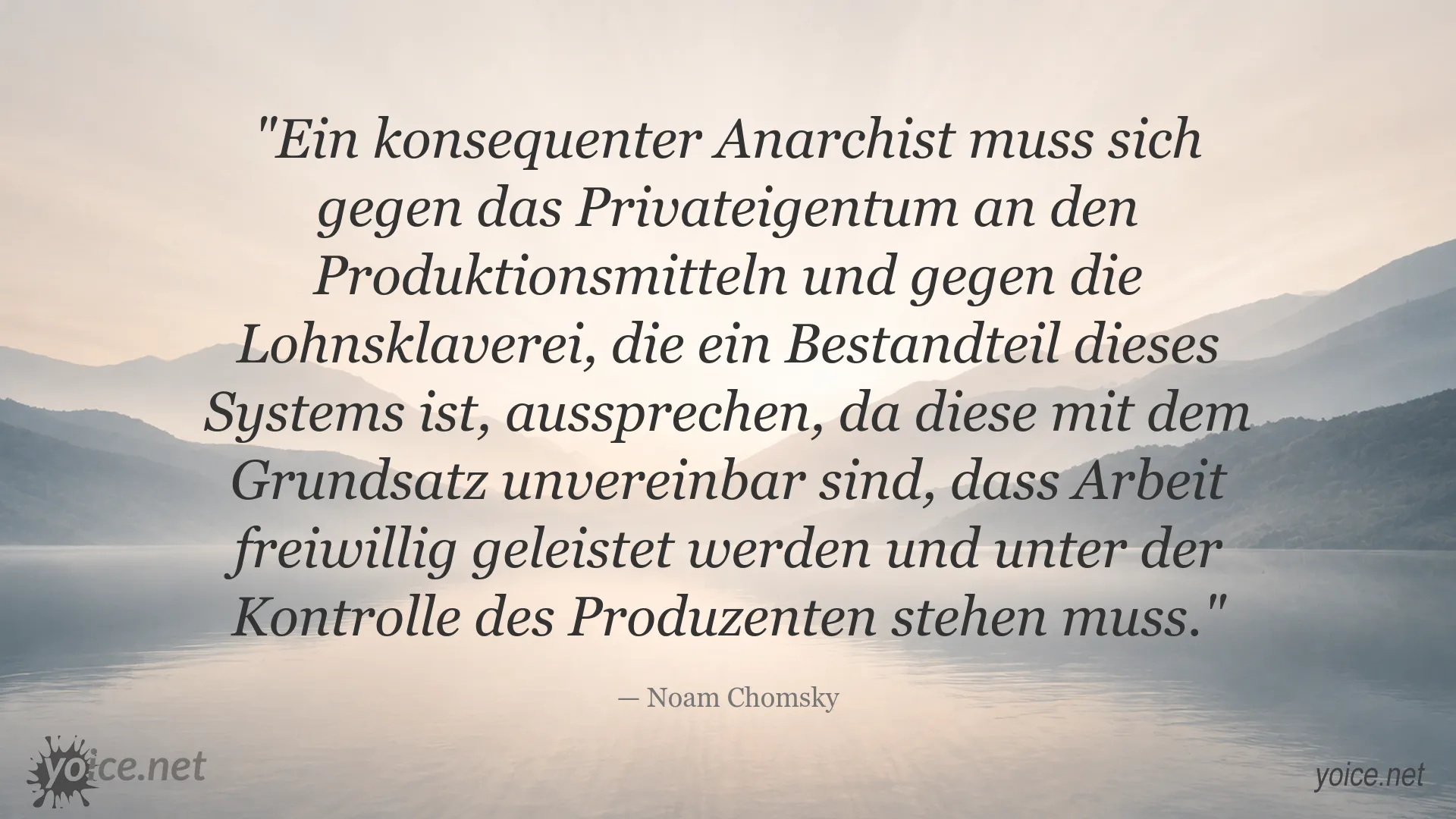 Zitatbild mit einer anarchistischen Kritik von Noam Chomsky