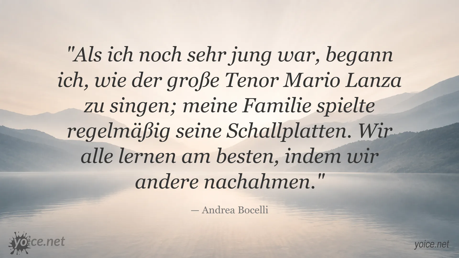 Zitatbild von Andrea Bocelli über Inspiration und das Lernen durch Nachahmung