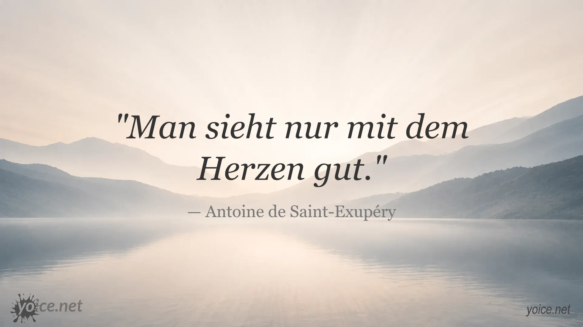 Zitatbild mit einem inspirierenden Zitat von Antoine de Saint-Exupéry über die Bedeutung des Herzens