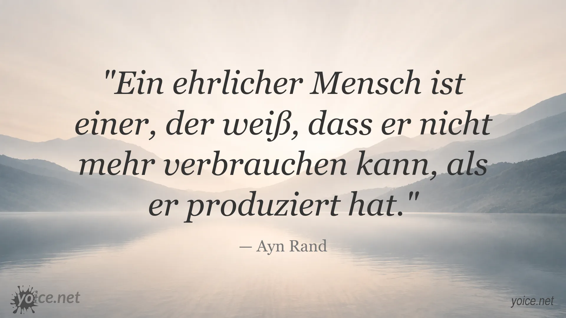 Zitatbild von Ayn Rand über Ehrlichkeit und Produktivität