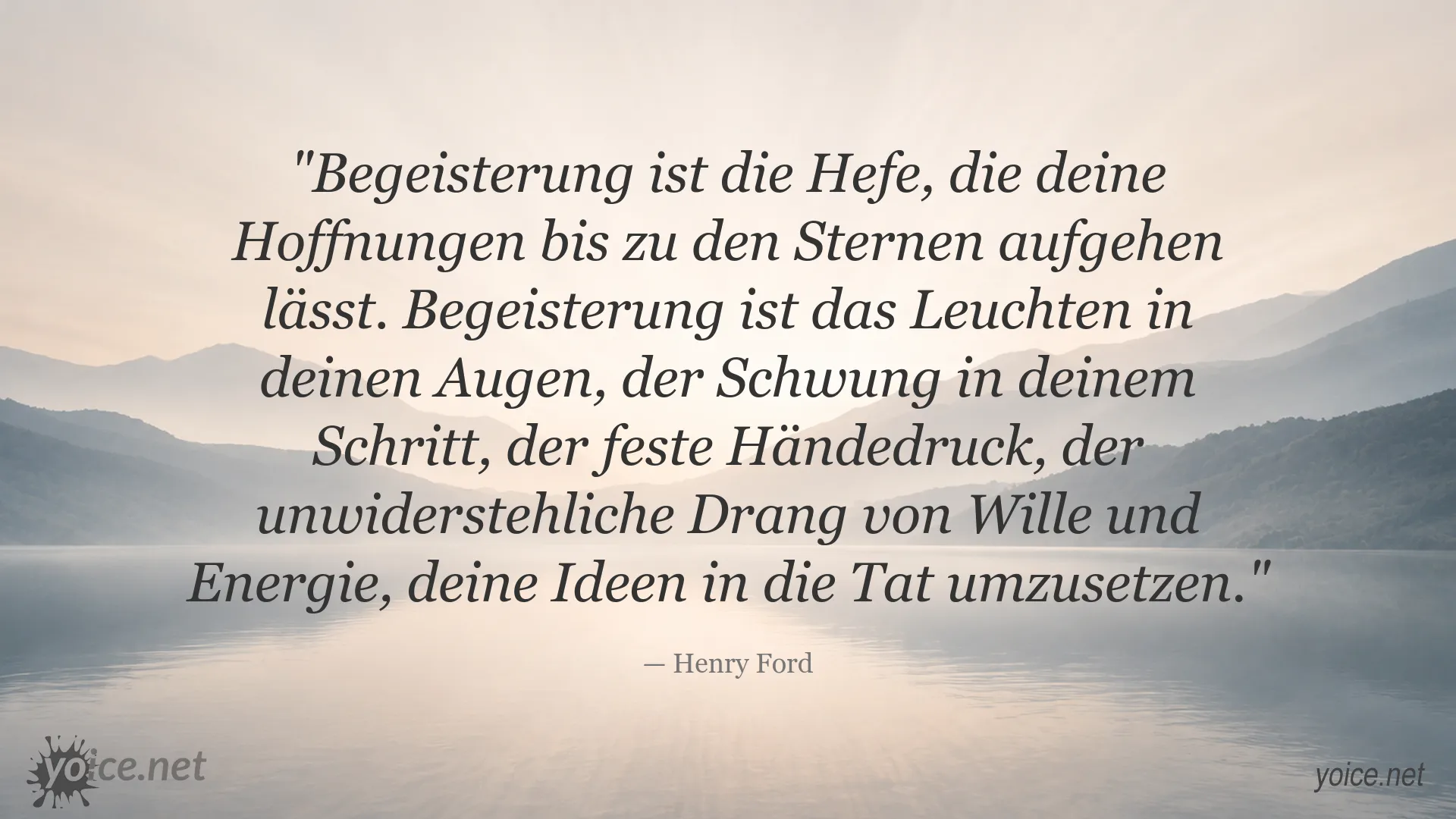 Inspirierendes Zitatbild über Begeisterung und Erfolg von Henry Ford