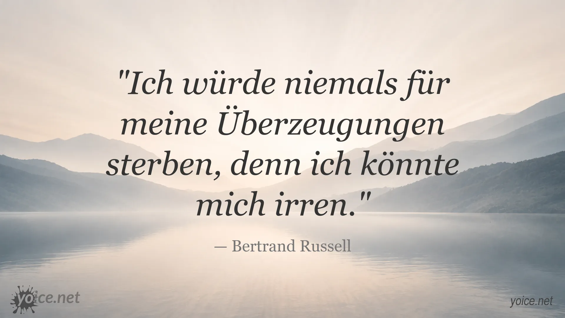 Zitatbild von Bertrand Russell über Überzeugungen, Zweifel und die Möglichkeit, sich zu irren