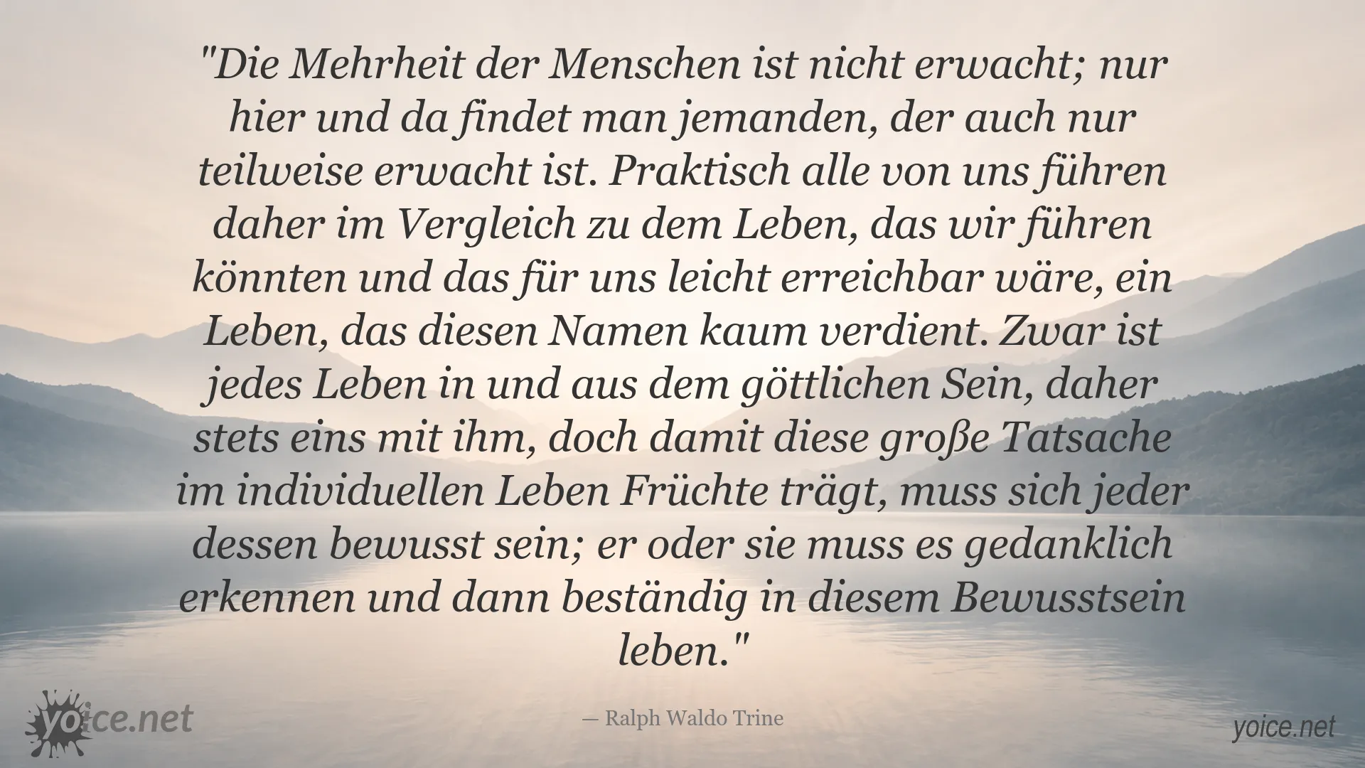 Zitatgrafik über Bewusstsein und Erwachen von Ralph Waldo Trine