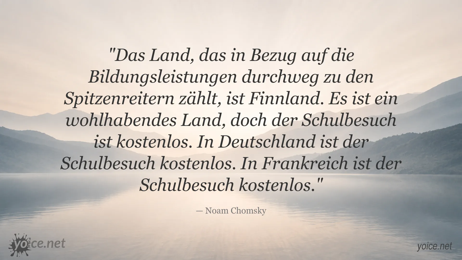 Zitatgrafik über Bildung und kostenlose Schulbildung in reichen Ländern von Noam Chomsky