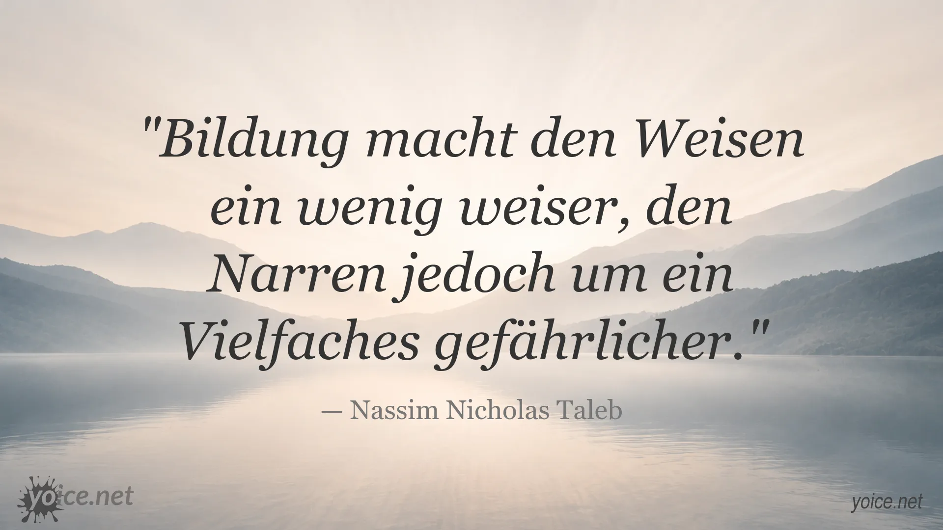 Zitatbild von Nassim Nicholas Taleb über Bildung und ihre möglichen Gefahren