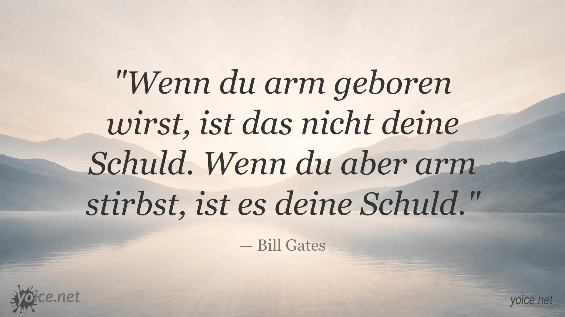 Zitatgrafik von Bill Gates über Armut und Eigenverantwortung