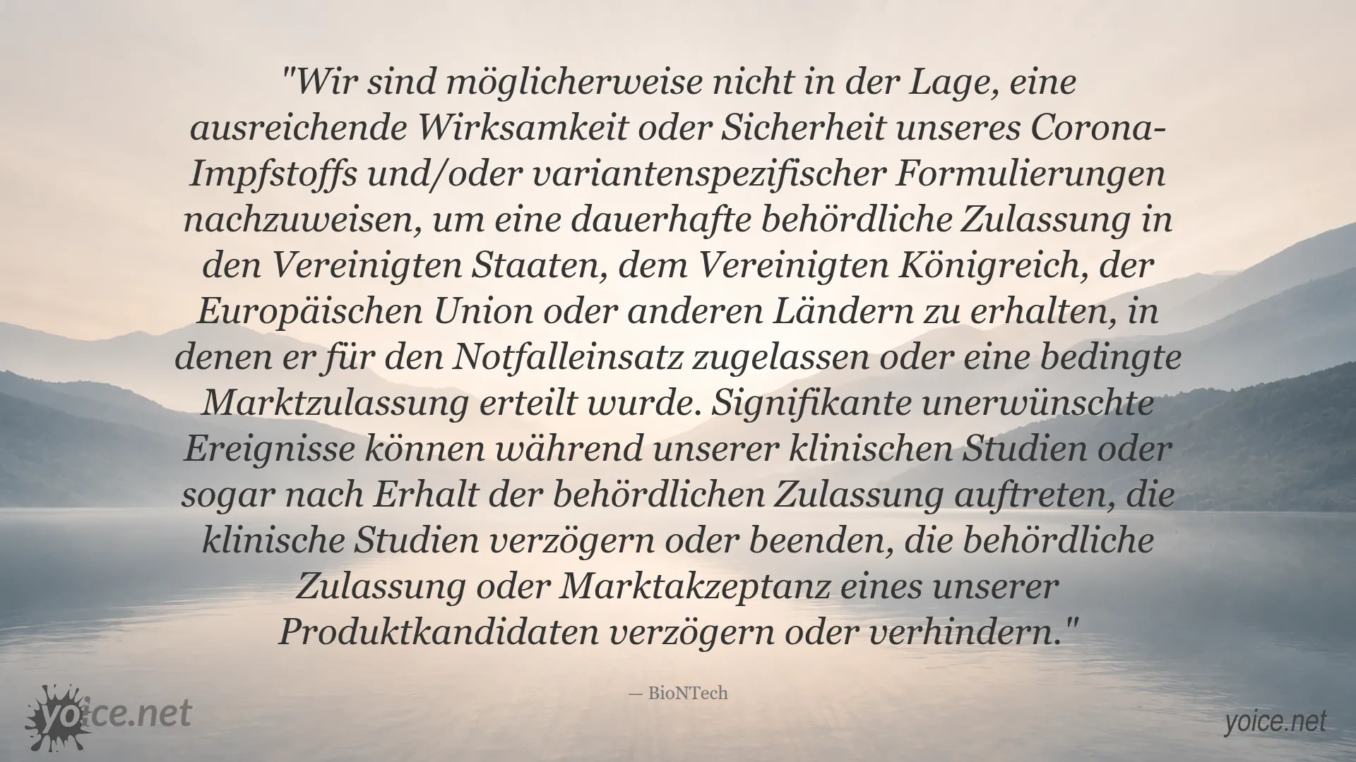 Zitat von BioNTech zur Sicherheit und Wirksamkeit des Corona-Impfstoffs und den Risiken bei Zulassung
