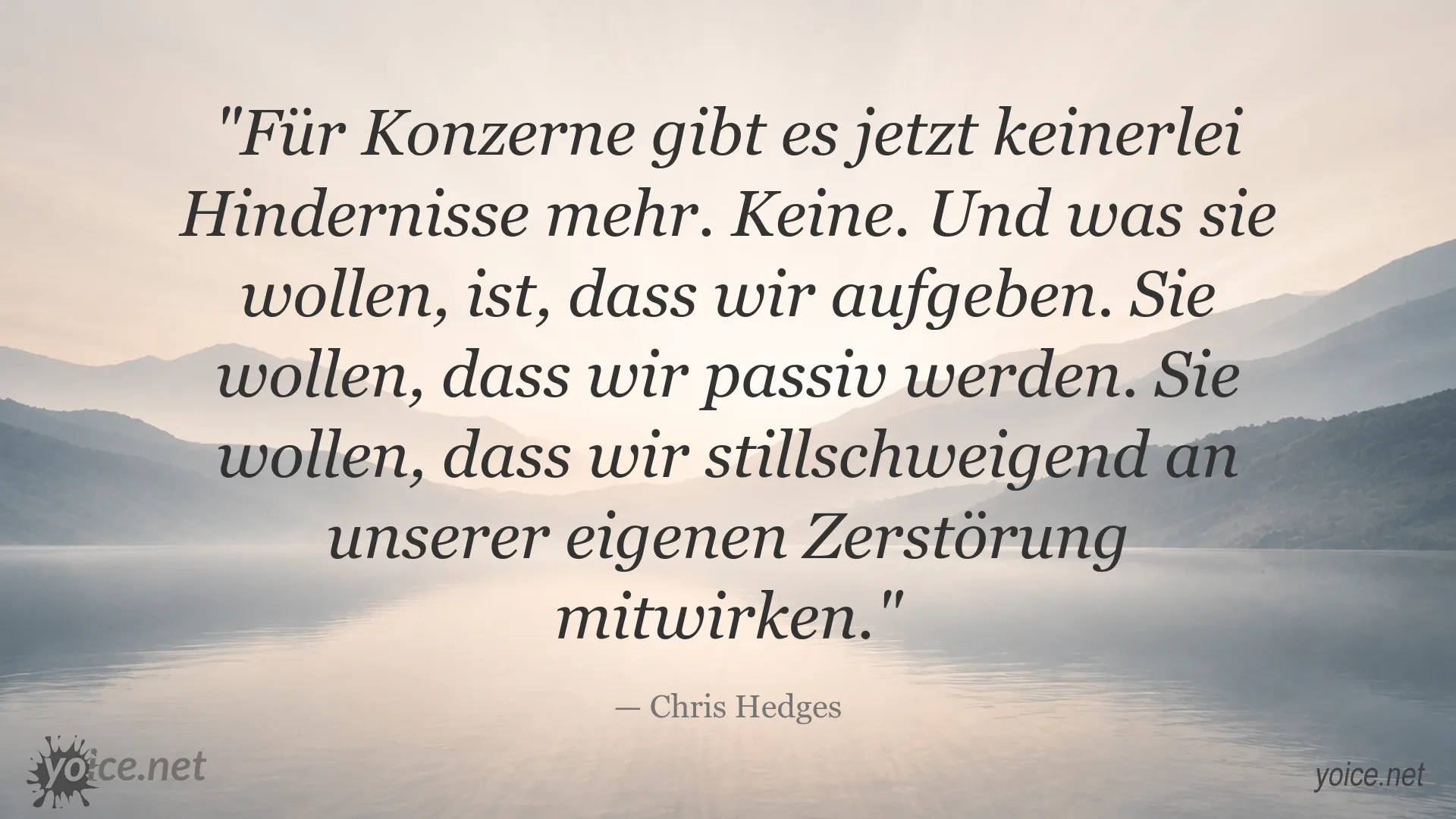 Zitat von Chris Hedges über Konzernmacht, Passivität und gesellschaftlichen Widerstand