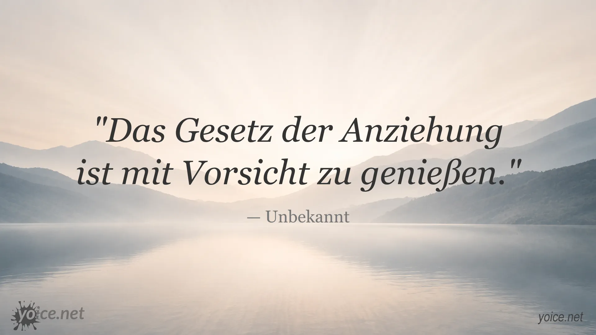 Zitat von Unbekannt: Das Gesetz der Anziehung ist mit Vorsicht zu genießen