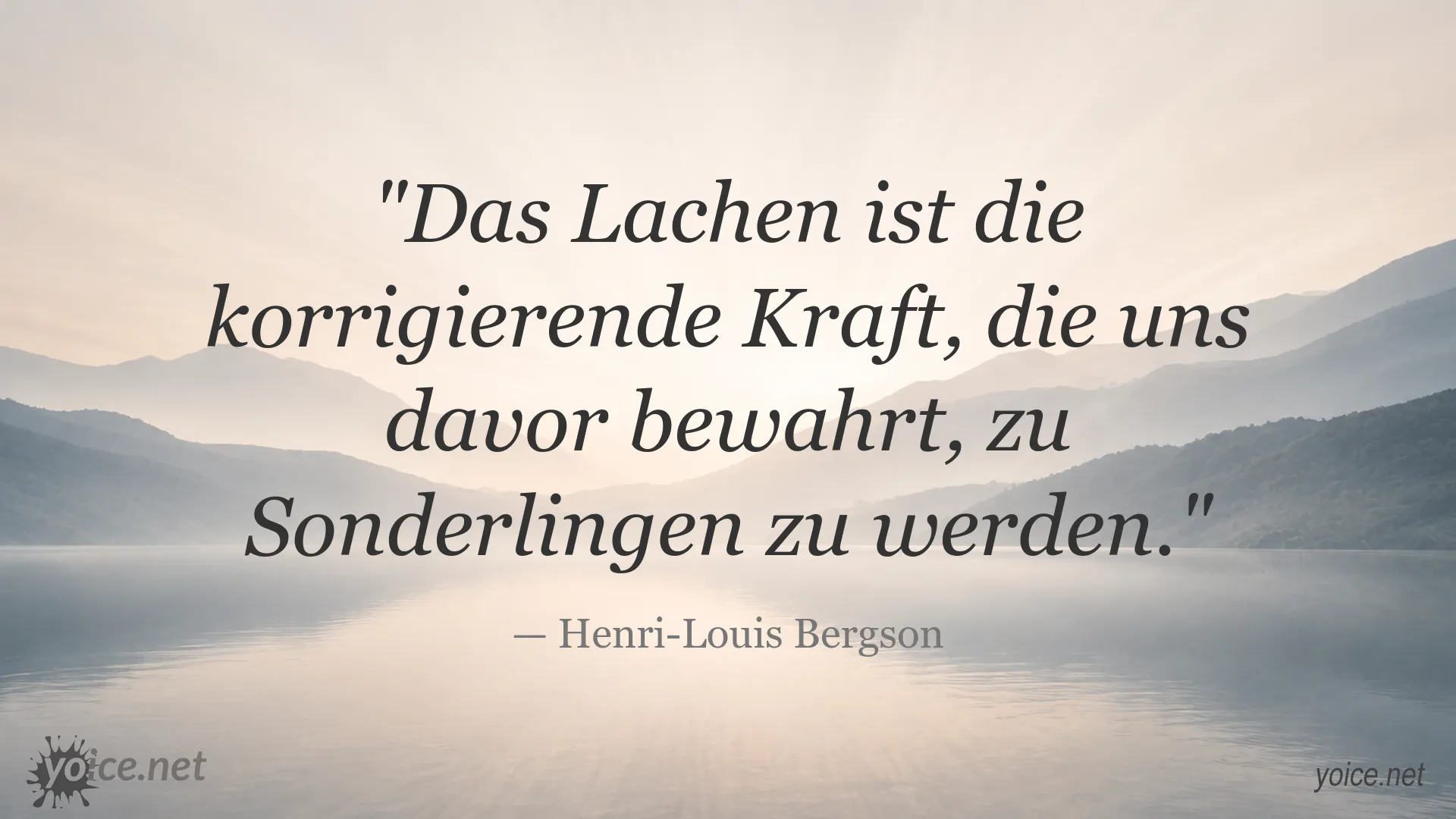 Zitatbild von Henri-Louis Bergson über die korrigierende Kraft des Lachens