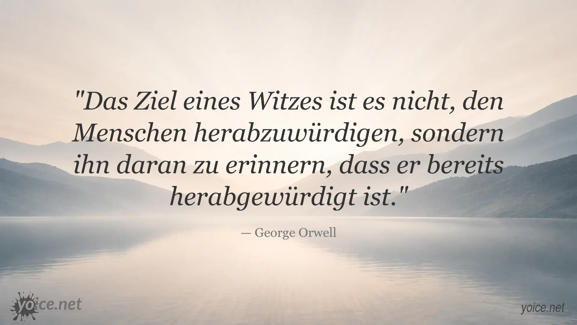 Zitatbild mit einem Zitat von George Orwell über den Zweck eines Witzes