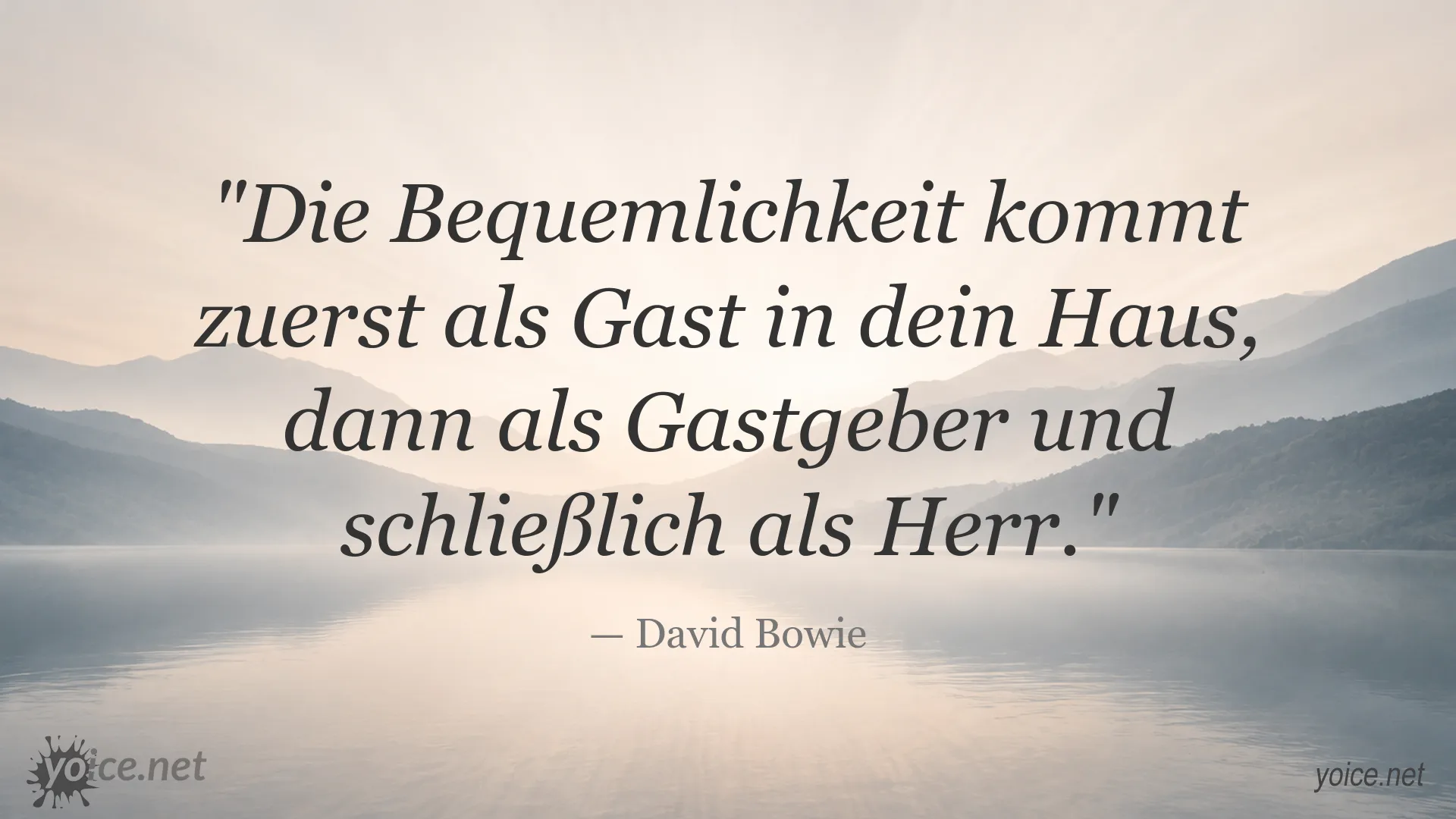 Zitatgrafik von David Bowie über Bequemlichkeit und ihren Einfluss