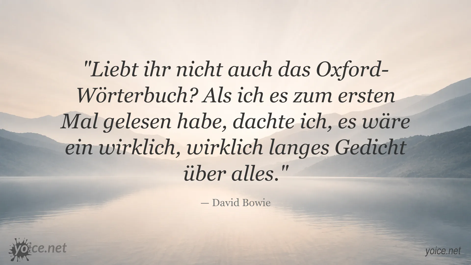 Zitatbild mit einem Zitat von David Bowie über das Oxford-Wörterbuch