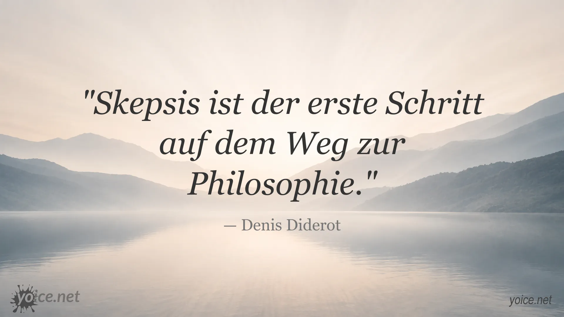 Zitatgrafik von Denis Diderot über Skepsis und Philosophie