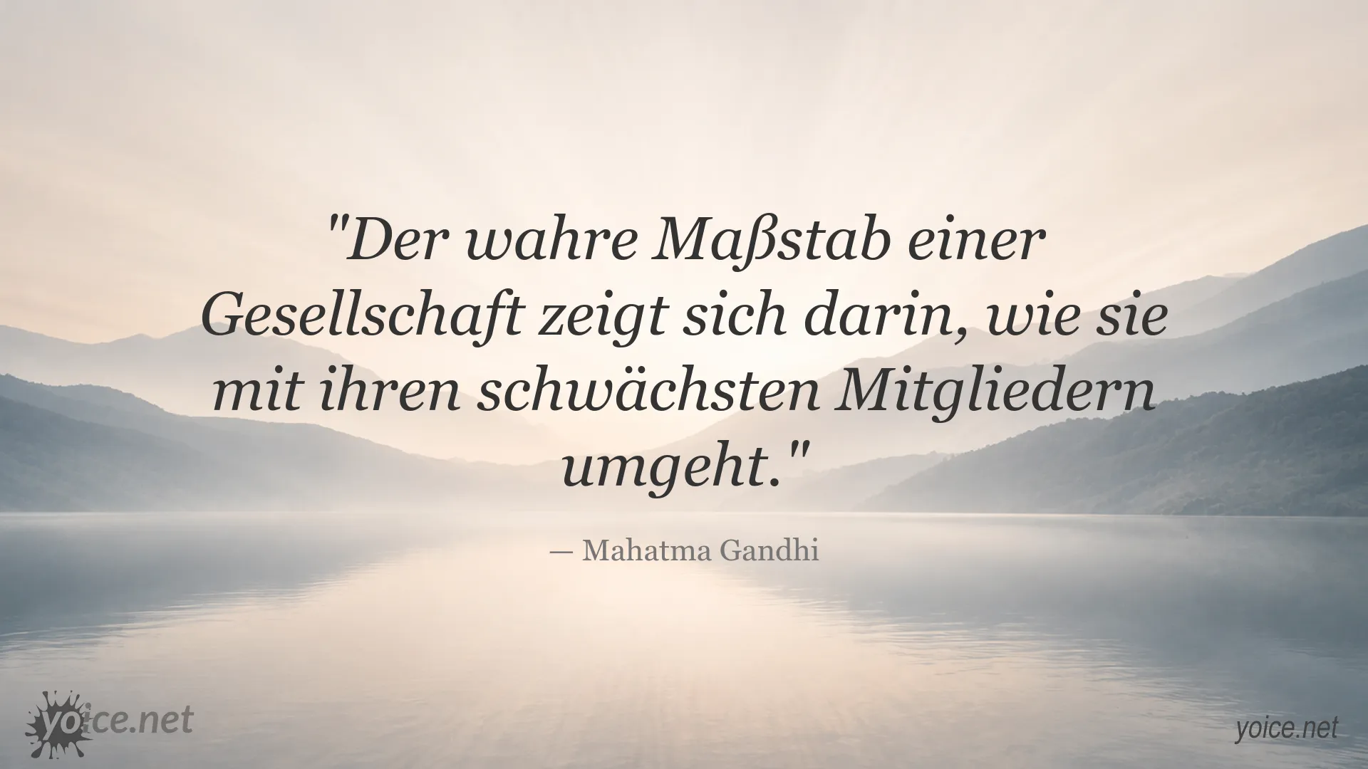 Inspirierendes Zitatbild von Mahatma Gandhi über den Maßstab einer Gesellschaft