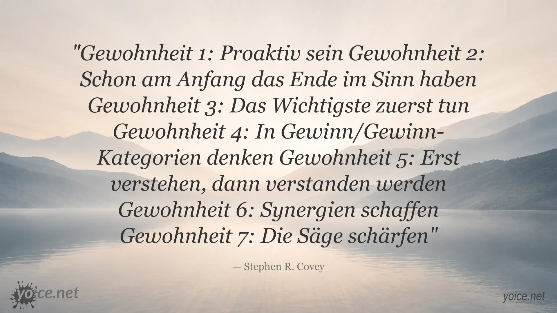Zitatgrafik zu den 7 Gewohnheiten von Stephen R. Covey für persönliche Effektivität
