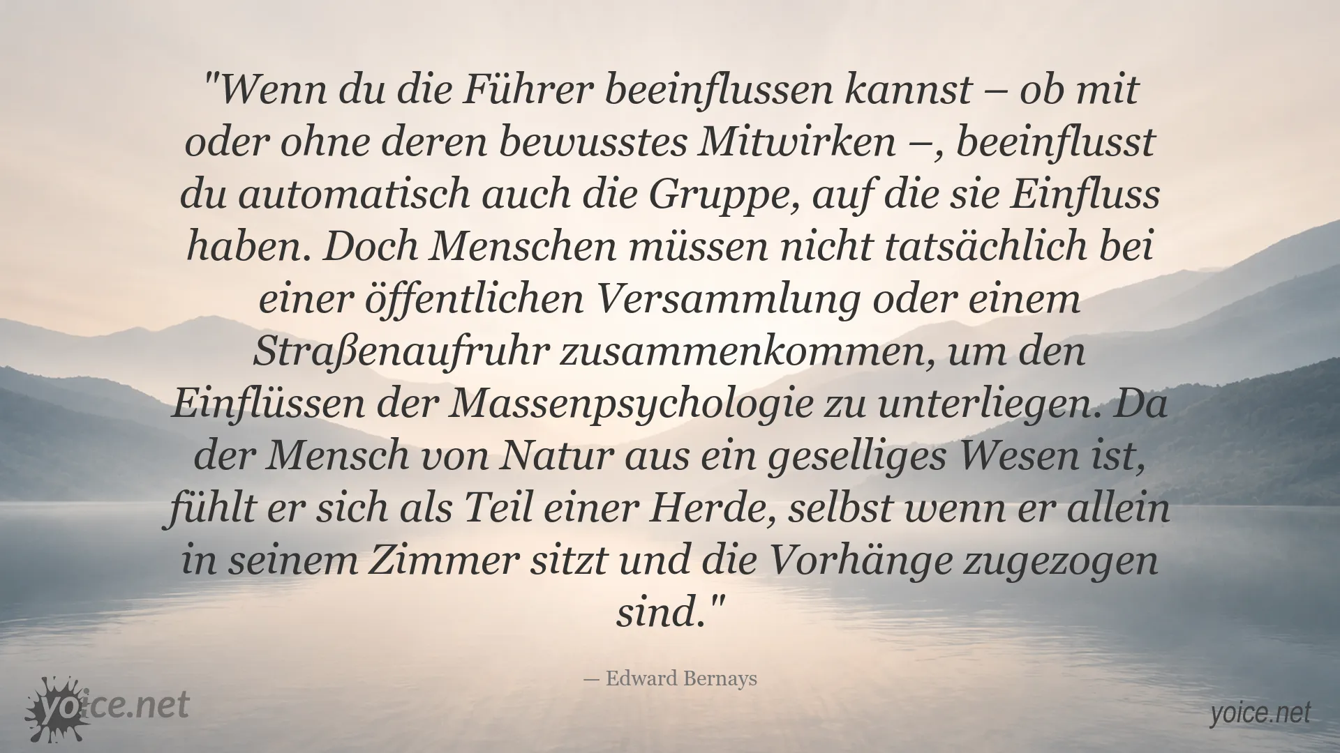 Zitatgrafik von Edward Bernays über Massenpsychologie und den Einfluss auf Gruppen