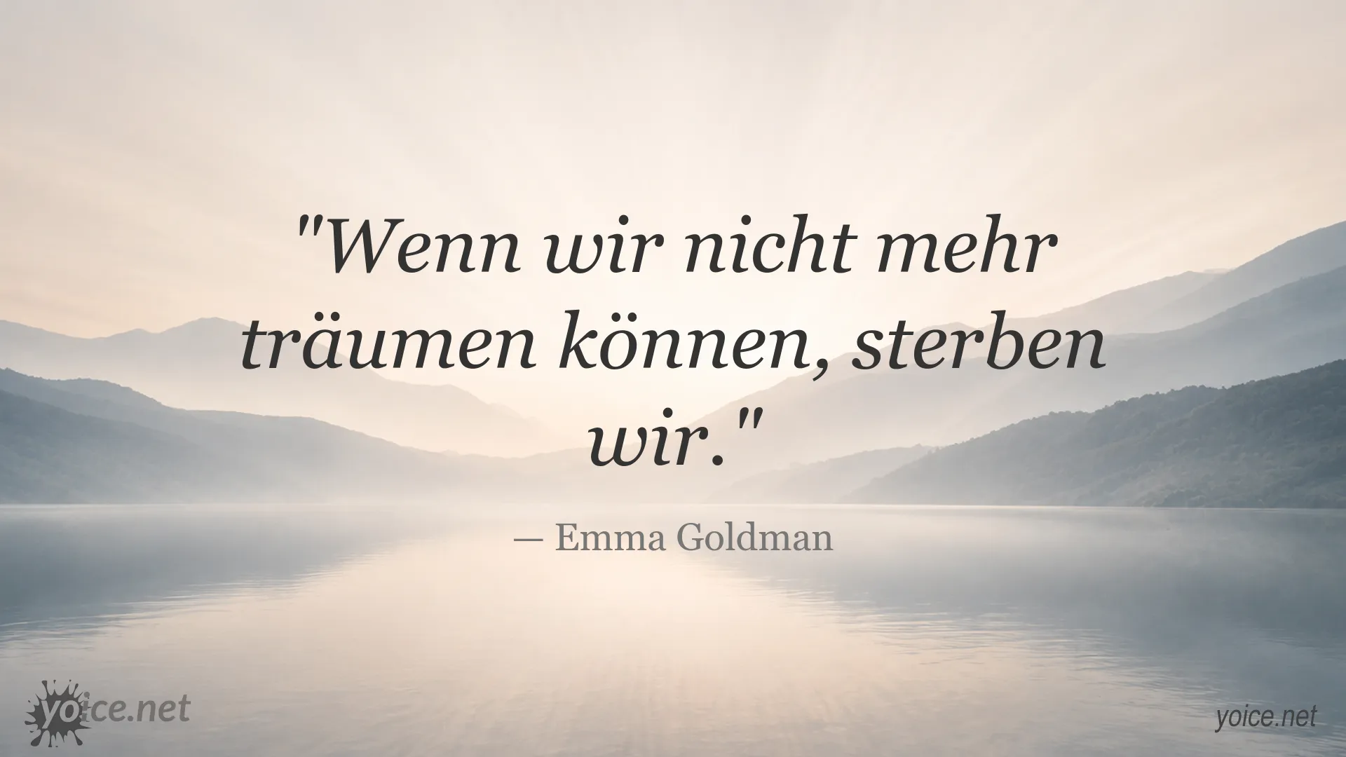 Inspirierendes Zitatbild von Emma Goldman über Träume und das Leben