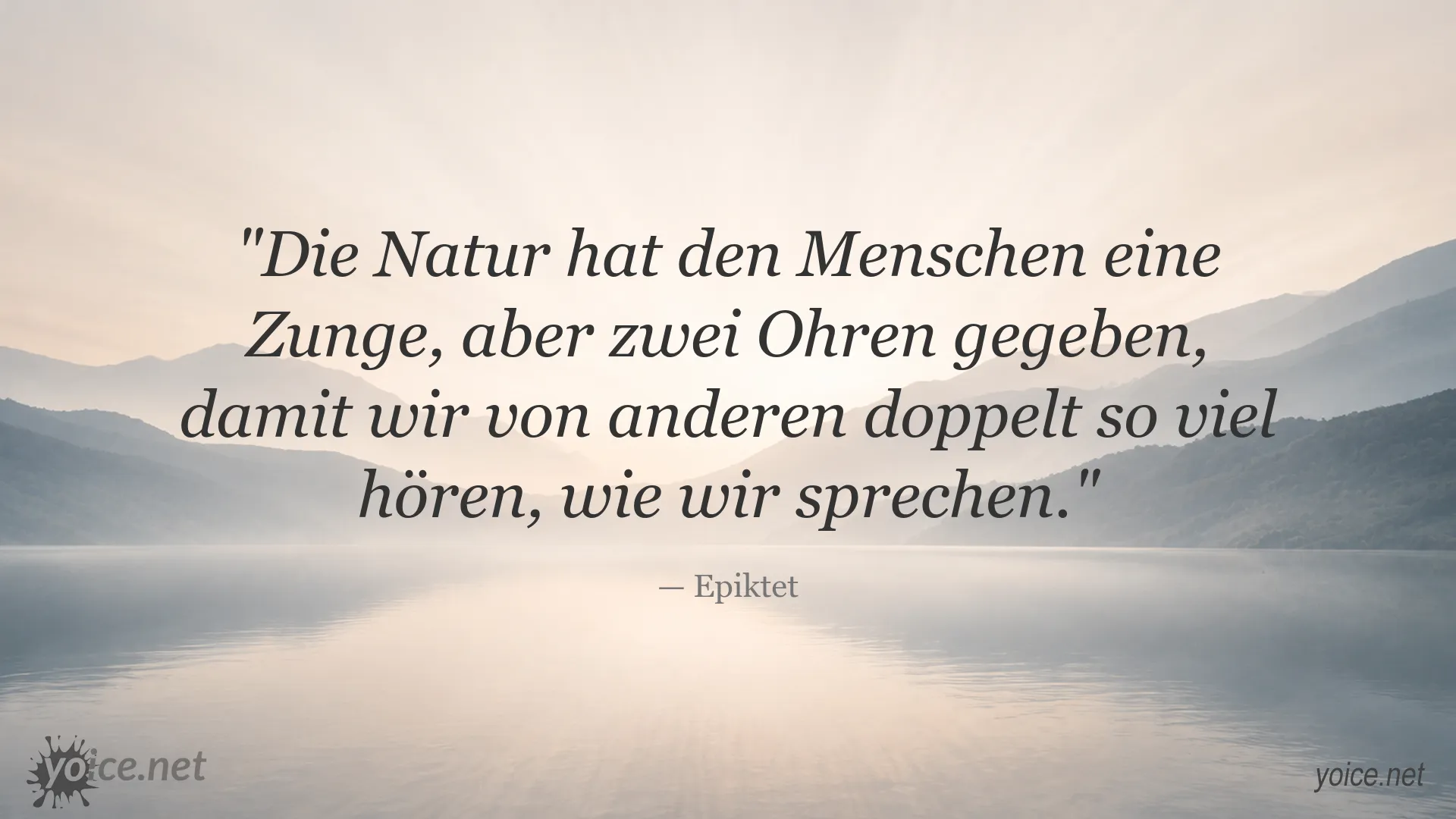 Zitatbild von Epiktet über die Bedeutung des Zuhörens und Sprechens