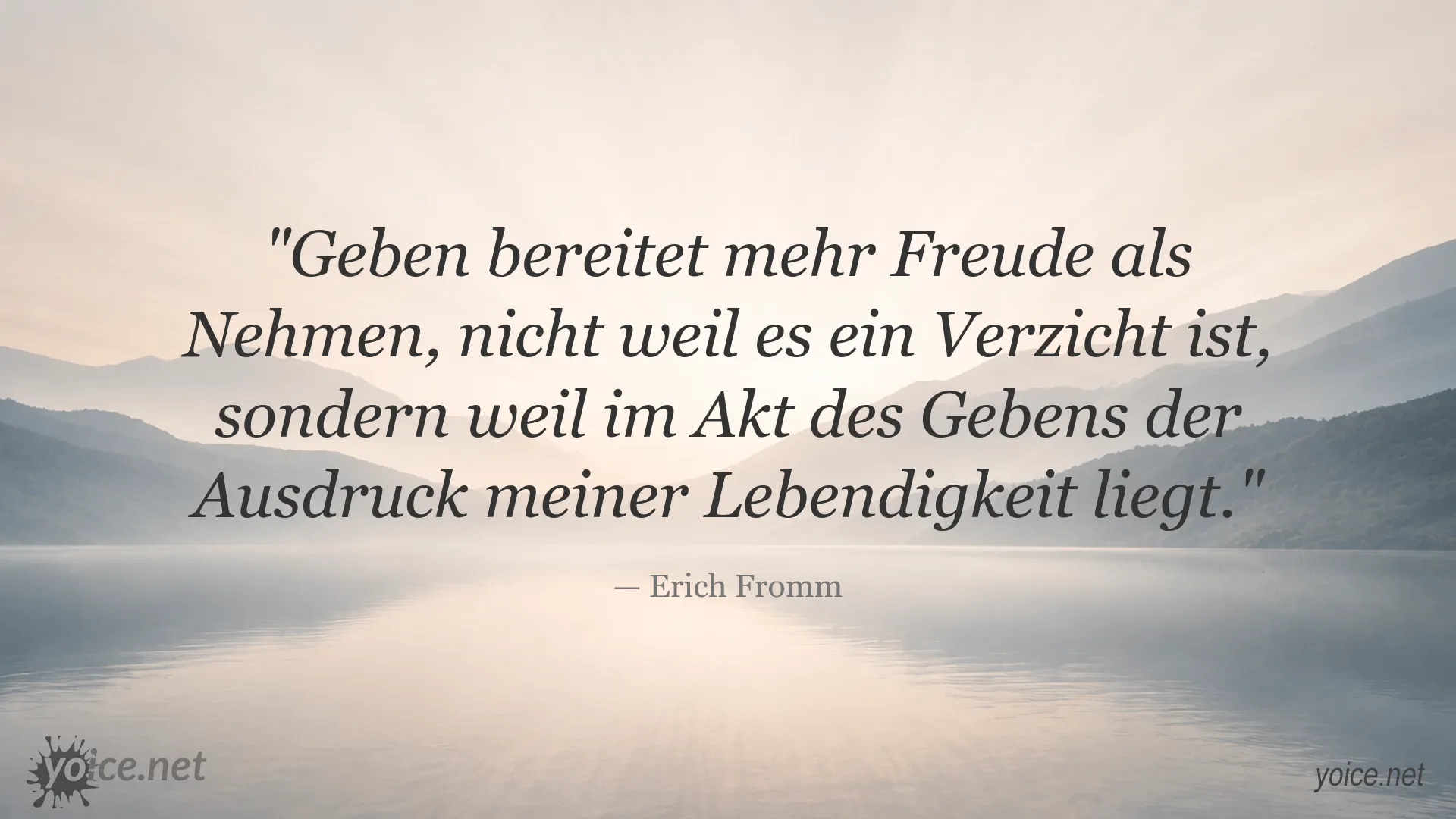 Zitatbild von Erich Fromm über die Freude am Geben