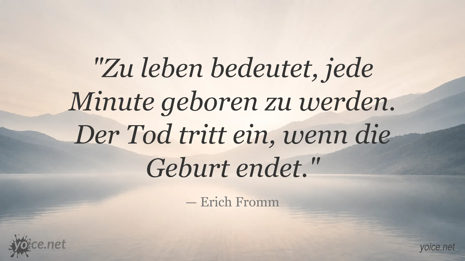 Inspirierendes Zitatbild von Erich Fromm über Leben und persönliche Entwicklung