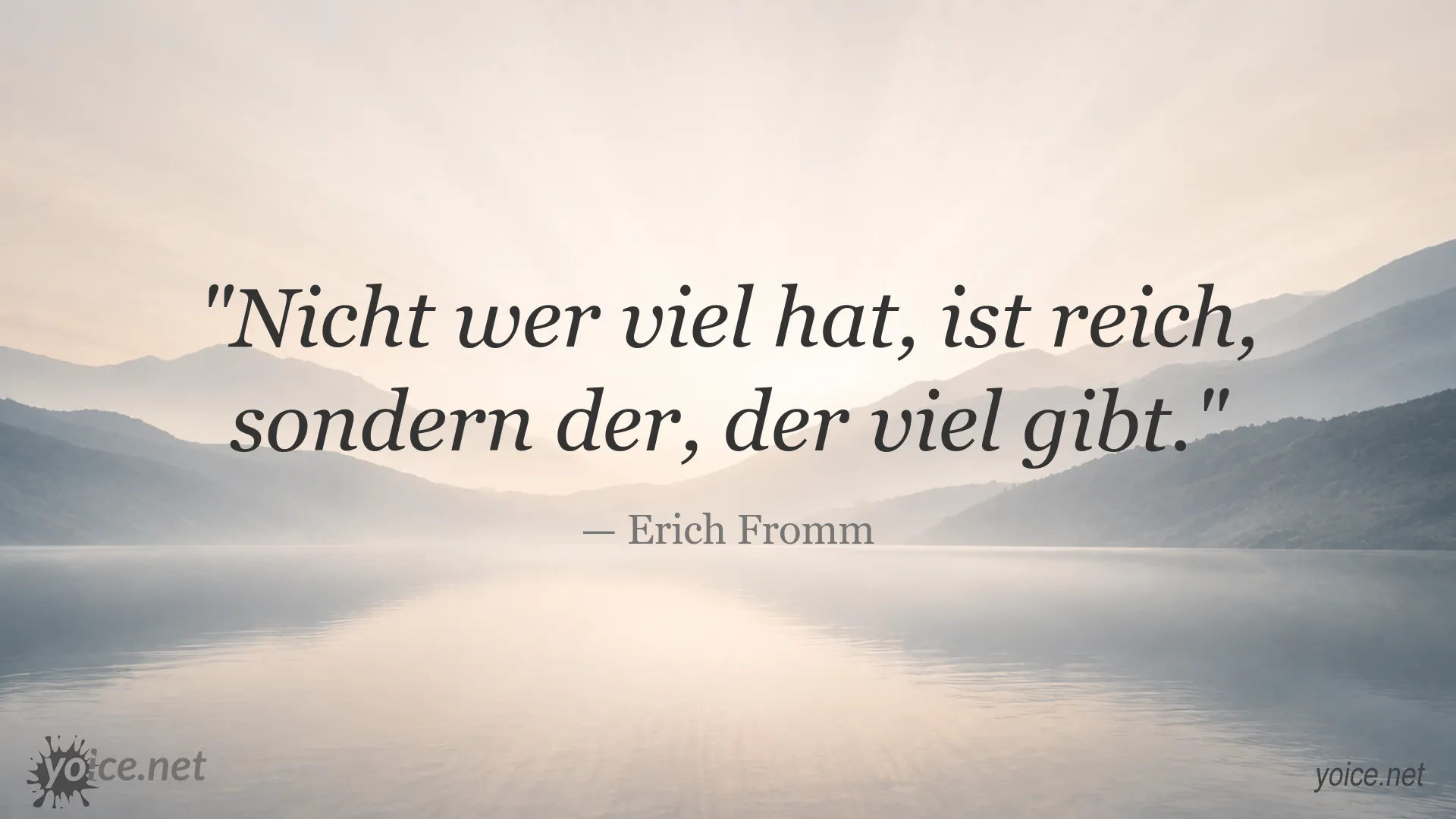 Inspirierendes Zitatbild von Erich Fromm über Reichtum und Großzügigkeit