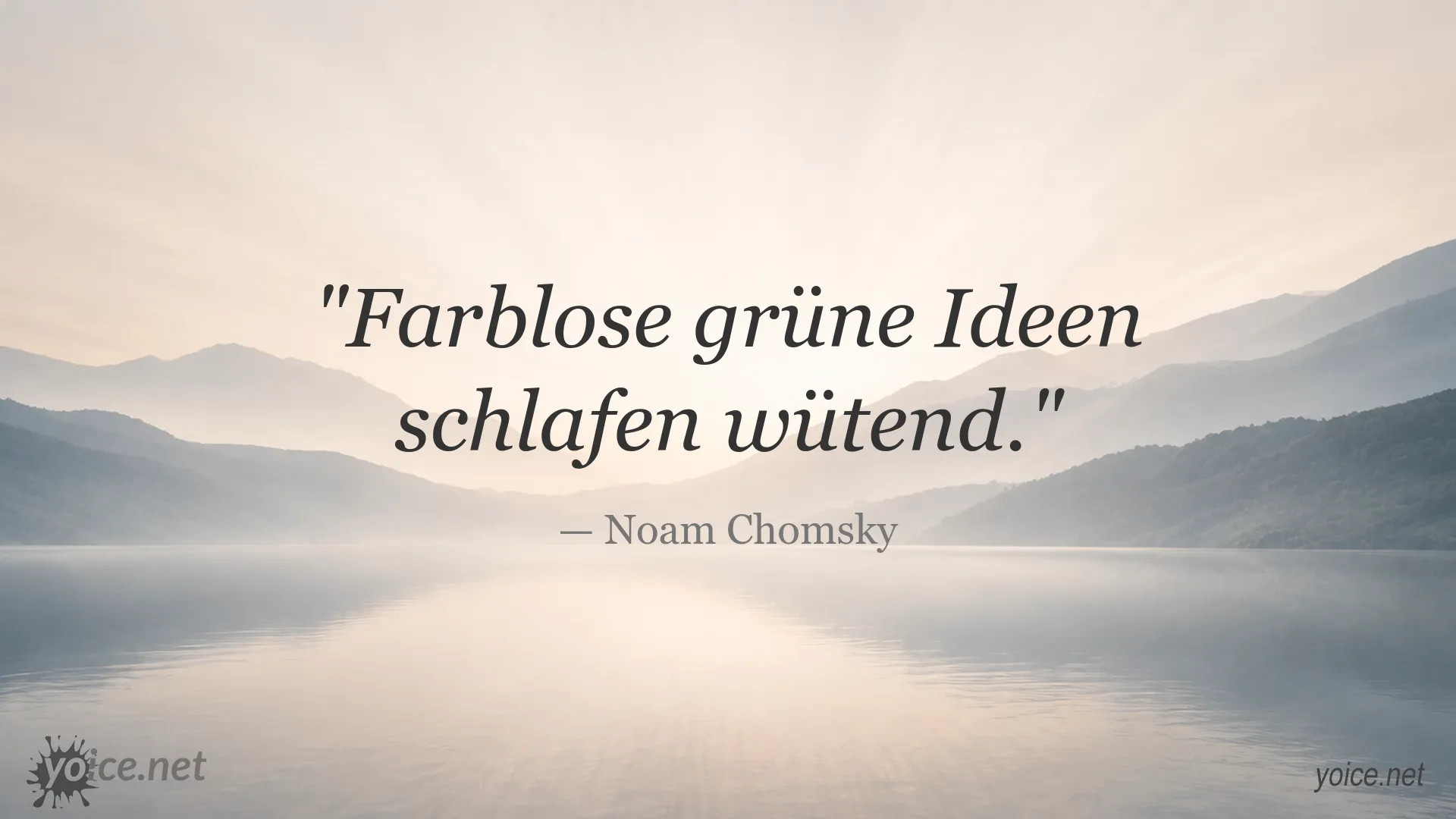Zitatgrafik mit einem bekannten sprachwissenschaftlichen Beispiel von Noam Chomsky