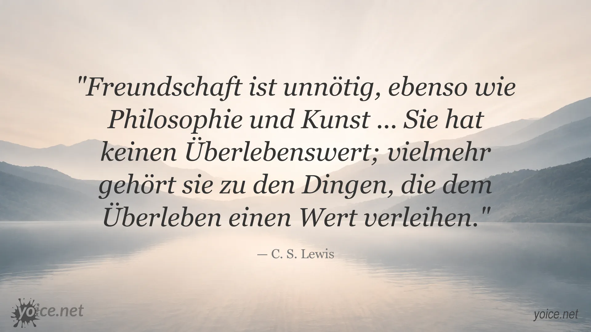Zitatmotiv über Freundschaft und Lebenssinn von C. S. Lewis