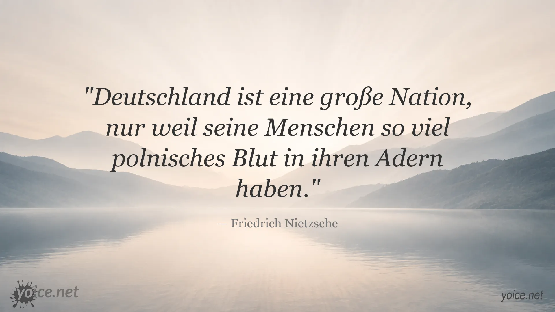 Zitatbild mit einem Zitat von Friedrich Nietzsche über Deutschland und polnisches Blut