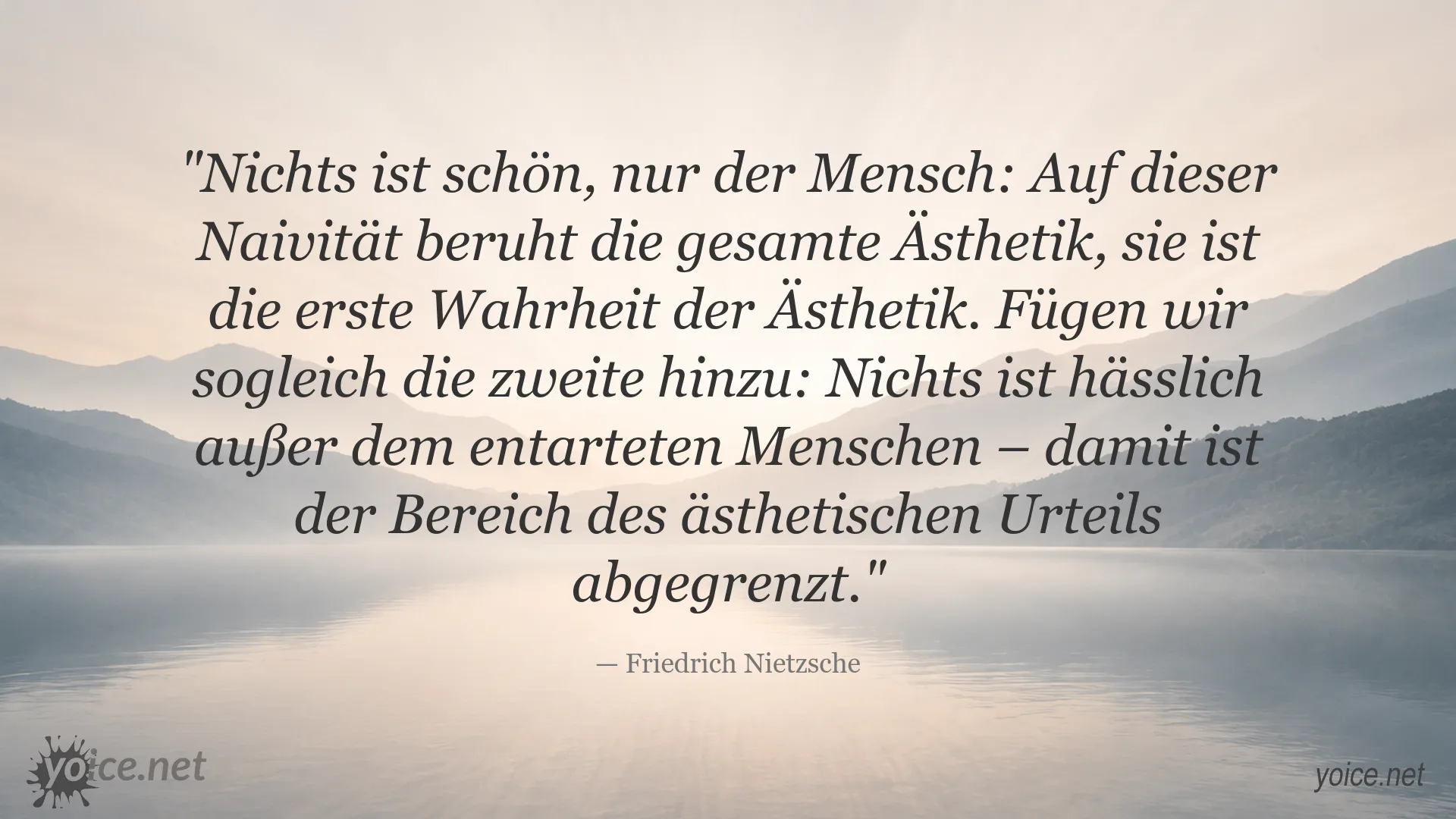 Zitatbild von Friedrich Nietzsche über Schönheit, Hässlichkeit und den Menschen