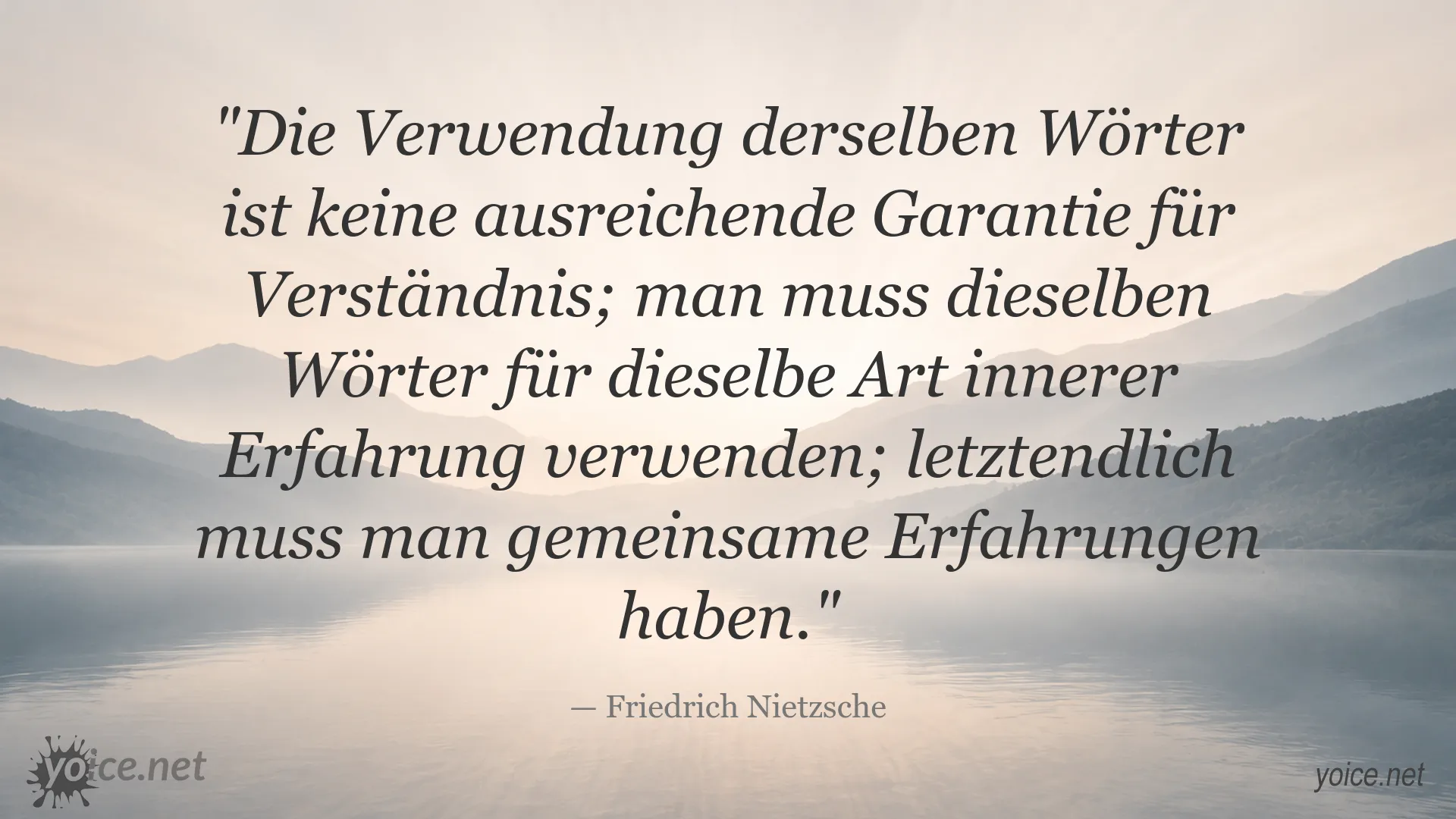 Zitatbild von Friedrich Nietzsche über Verständnis und gemeinsame Erfahrung
