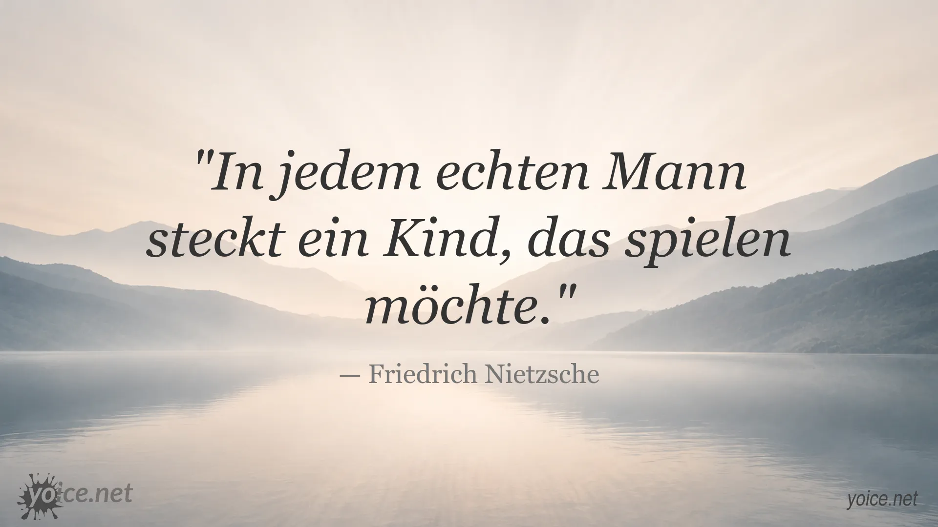 Zitatgrafik von Friedrich Nietzsche über das innere Kind und die Freude am Spielen