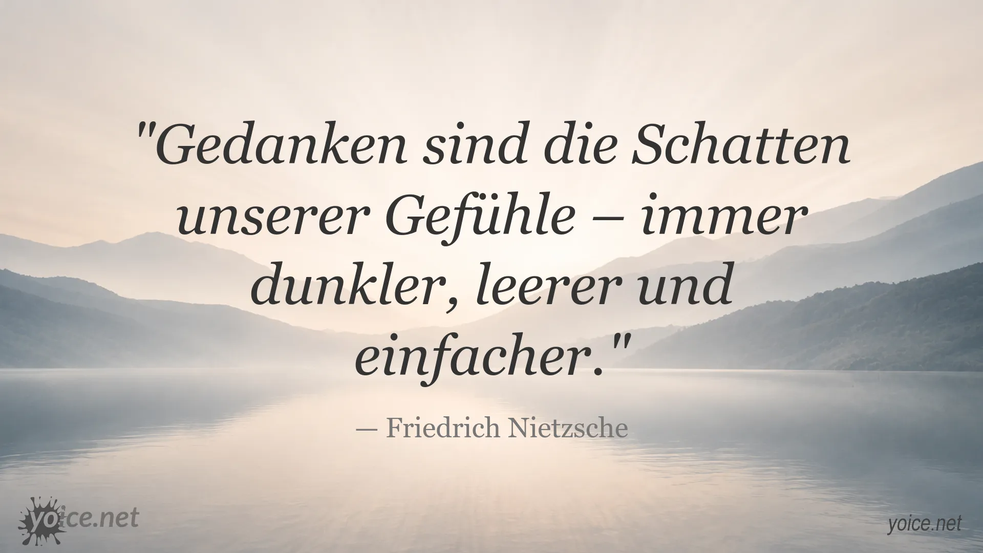 Zitatgrafik von Friedrich Nietzsche über Gedanken und Gefühle