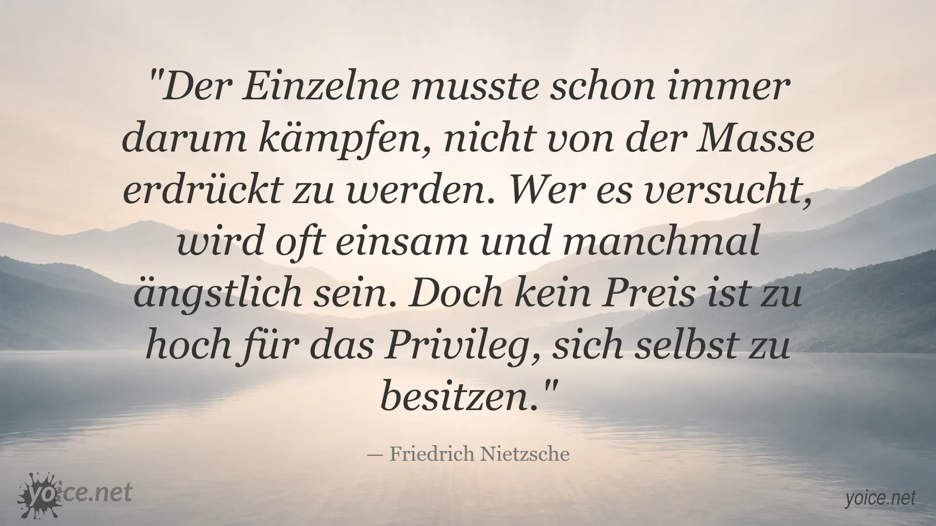 Zitatbild von Friedrich Nietzsche über Individualität und Selbstbestimmung
