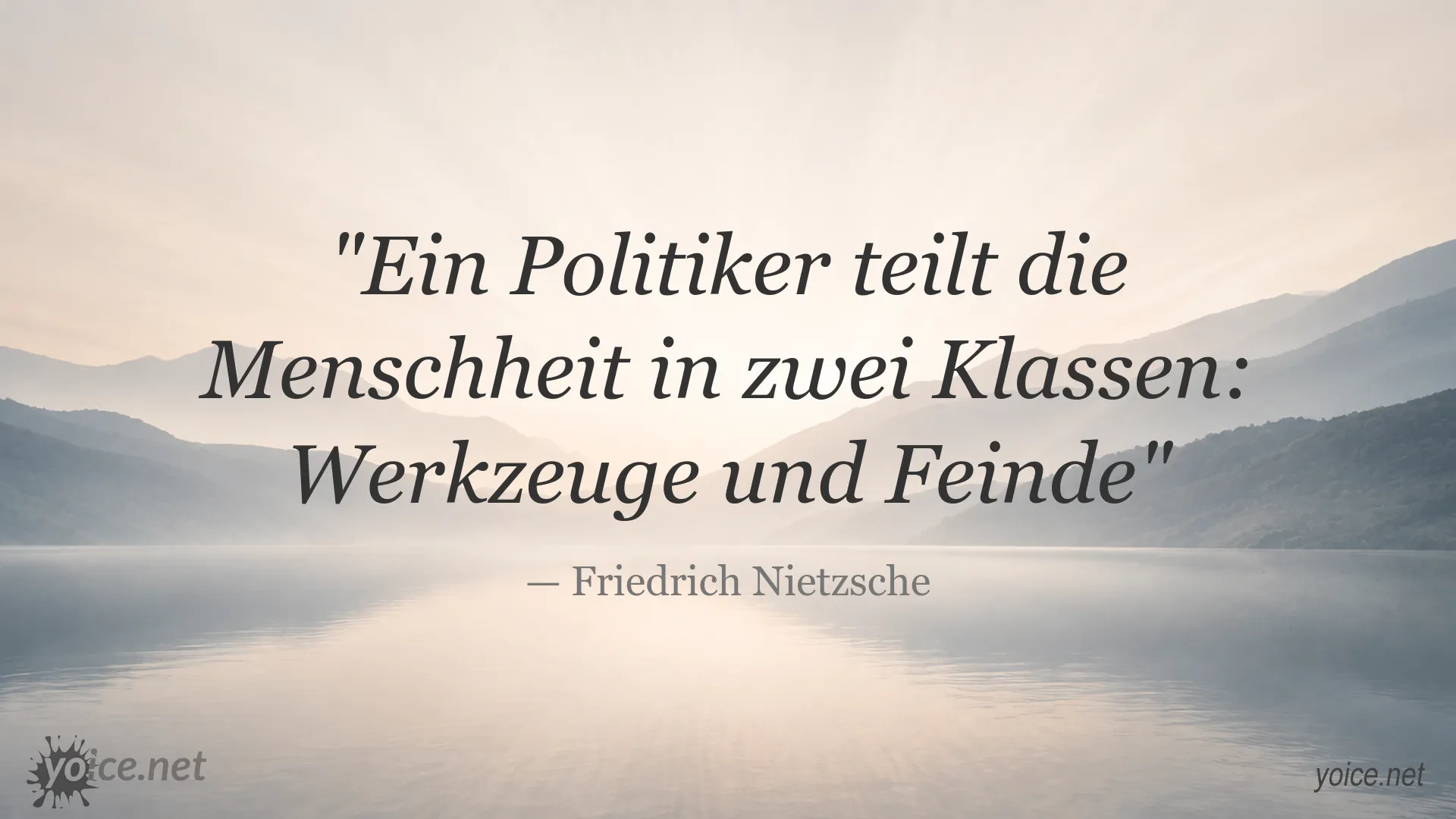 Zitatbild von Friedrich Nietzsche über Politiker und die Einteilung der Menschheit