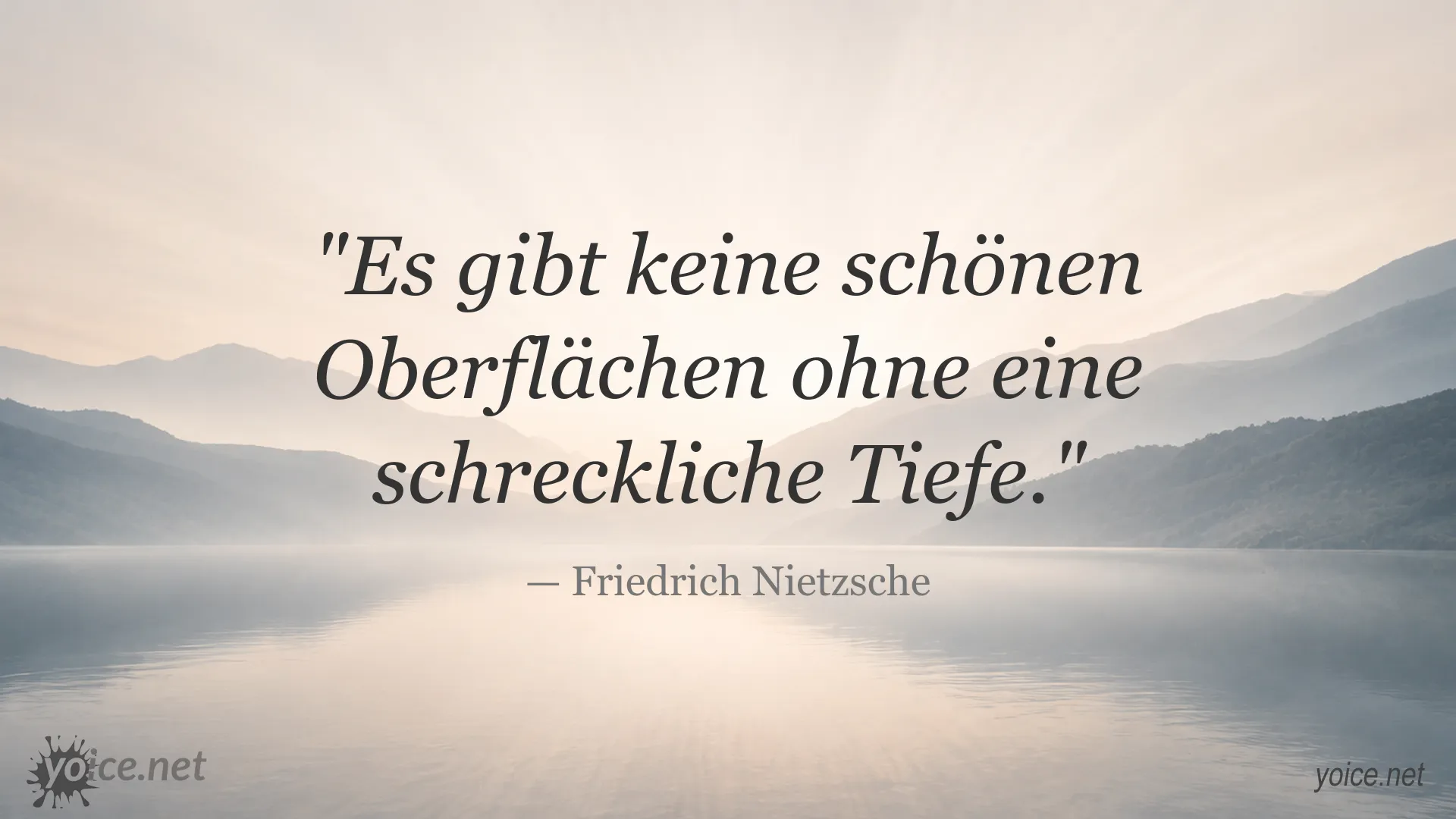 Zitatbild von Friedrich Nietzsche über schöne Oberflächen und tiefe Gedanken