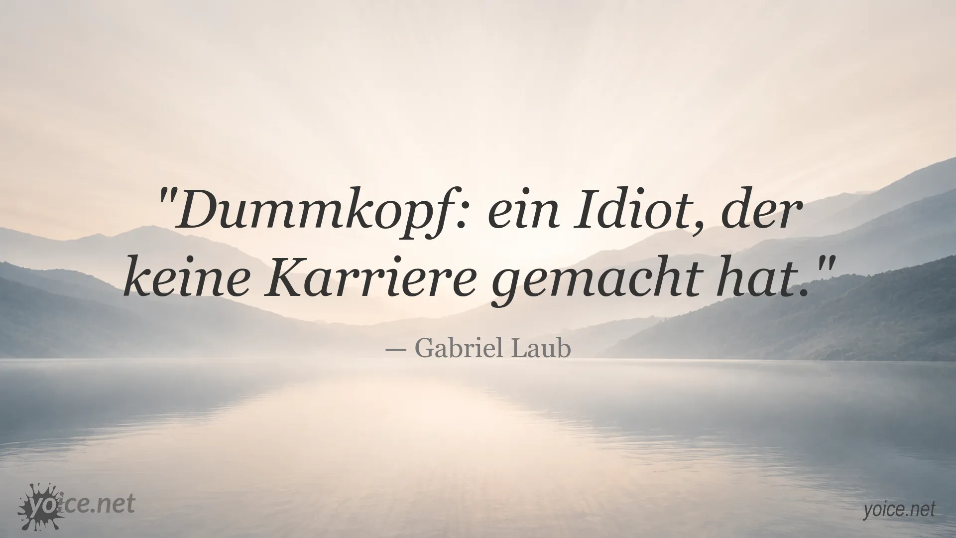 Zitatbild von Gabriel Laub über einen Dummkopf und eine nicht gemachte Karriere