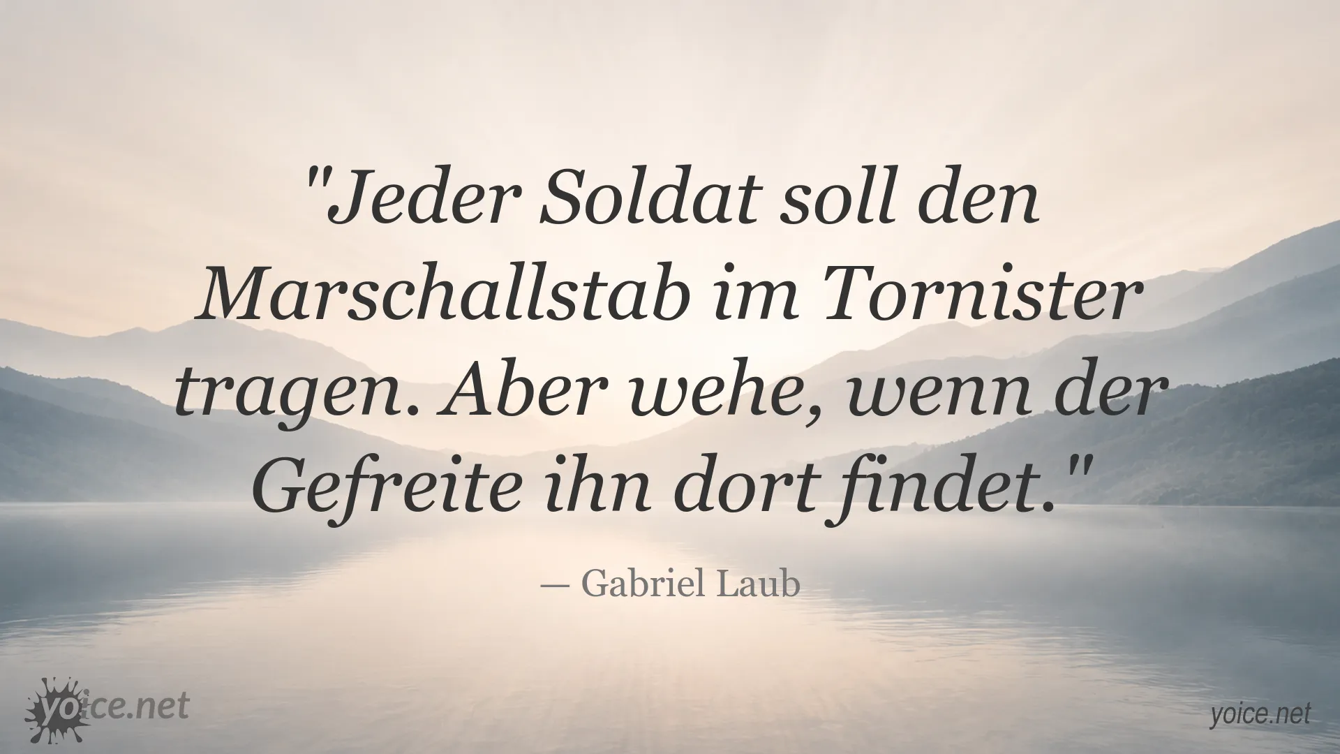 Zitatbild von Gabriel Laub über Macht und Hierarchie im Militär