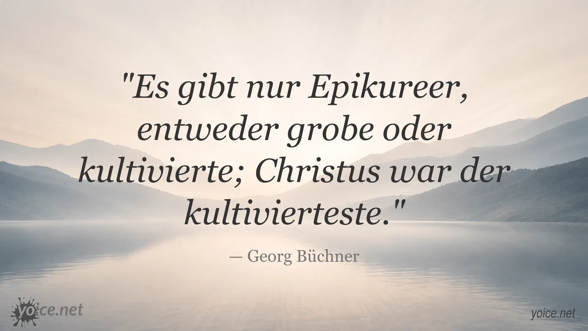Zitatgrafik von Georg Büchner über Epikureer und Christus