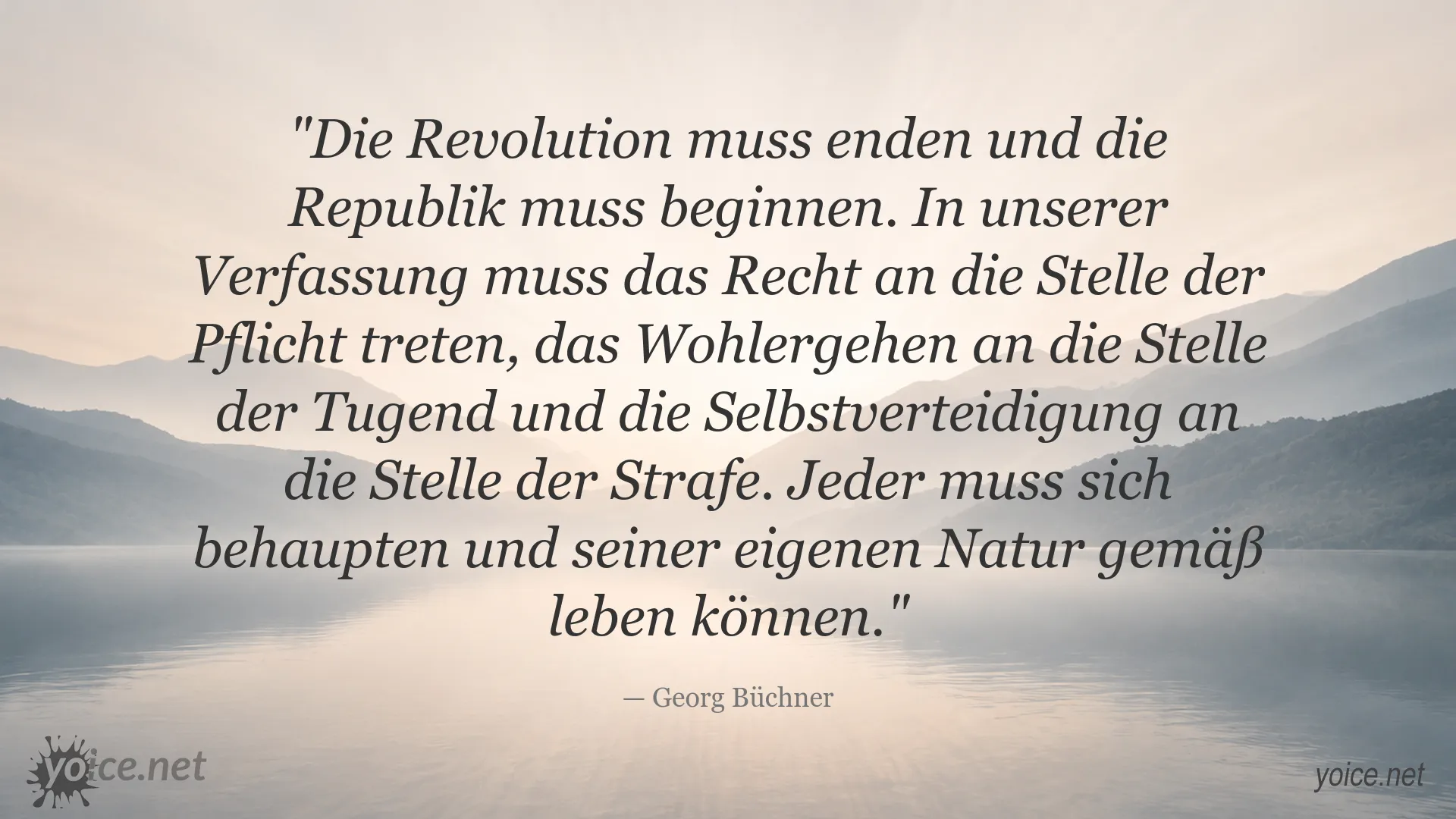 Zitatbild mit einem Zitat von Georg Büchner über Revolution und Republik