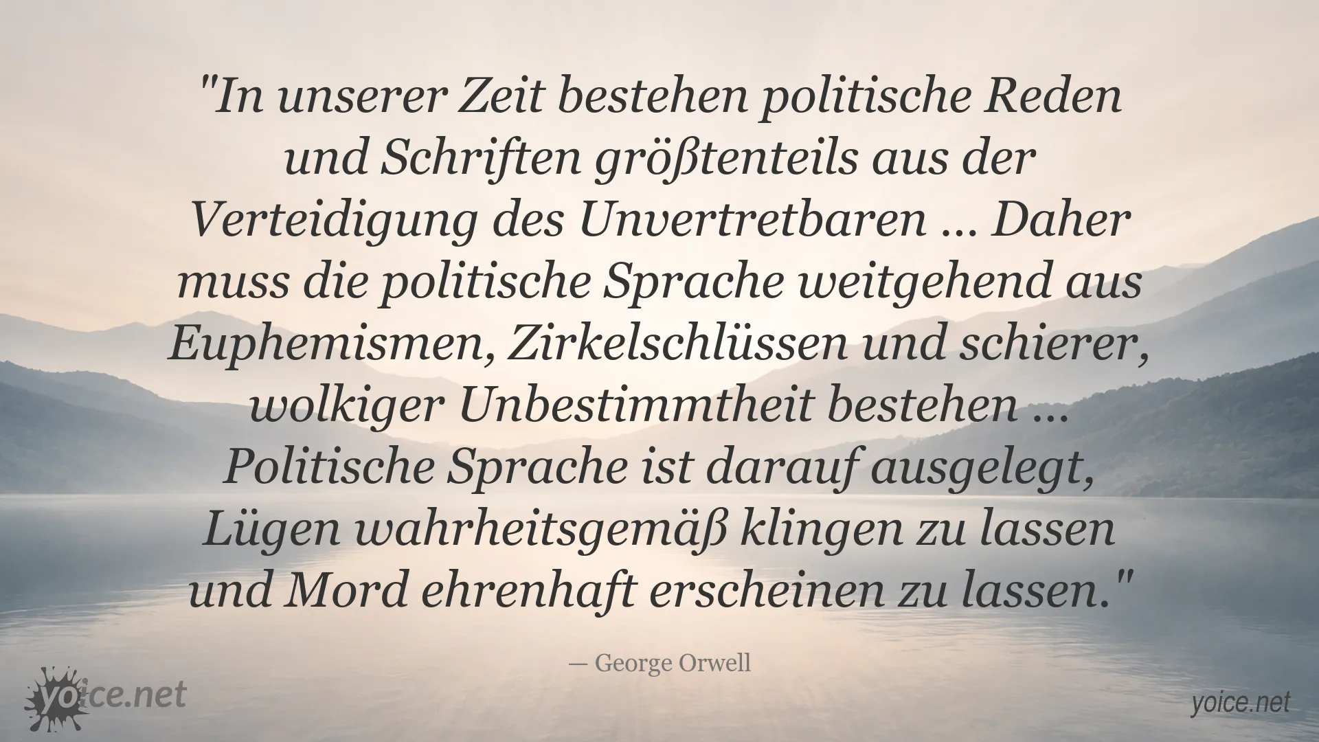 Zitat von George Orwell über politische Sprache, Euphemismen und Manipulation